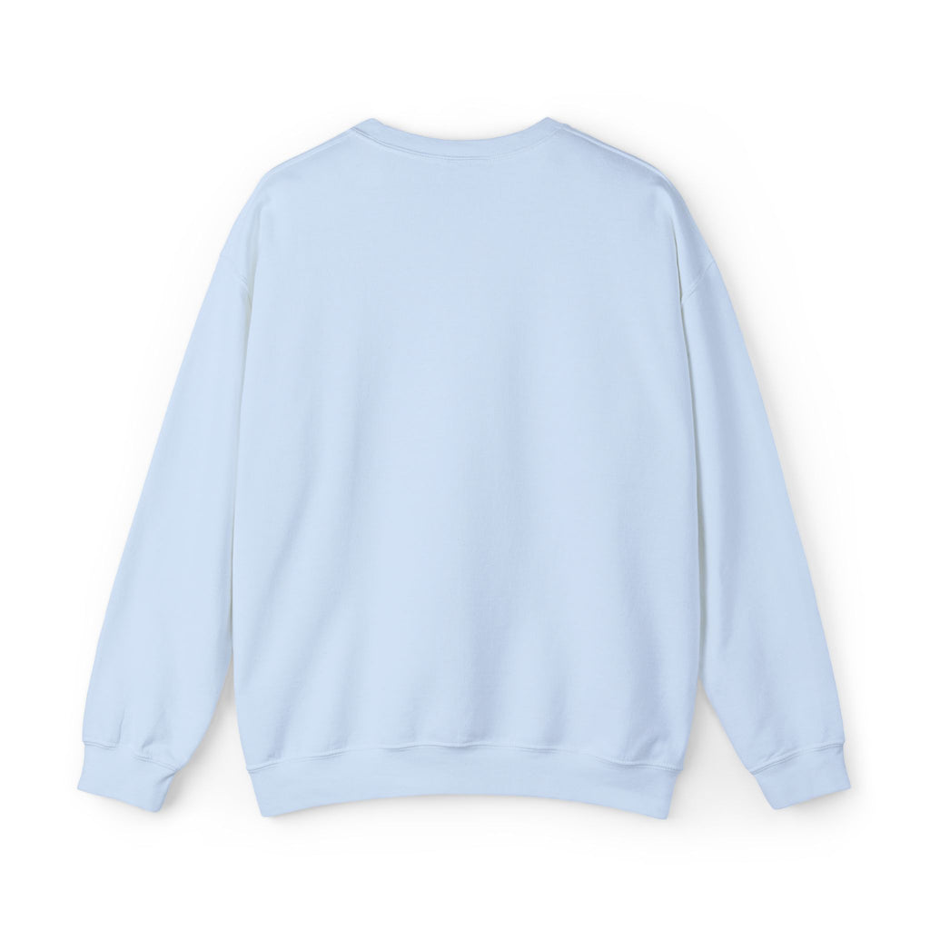White Crewneck Sweatshirt with Embroidered Patch — Blackbird Graphic