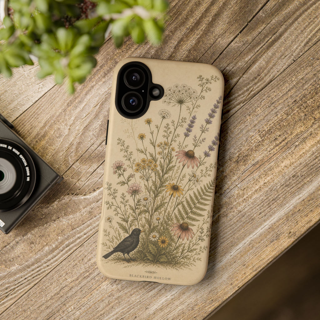 Vintage Botanical iPhone Case for iPhone 15–17, Wildflower Meadow