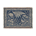 Blue Botanical Woven Throw Blanket, Cyanotype Wildflower Tapestry