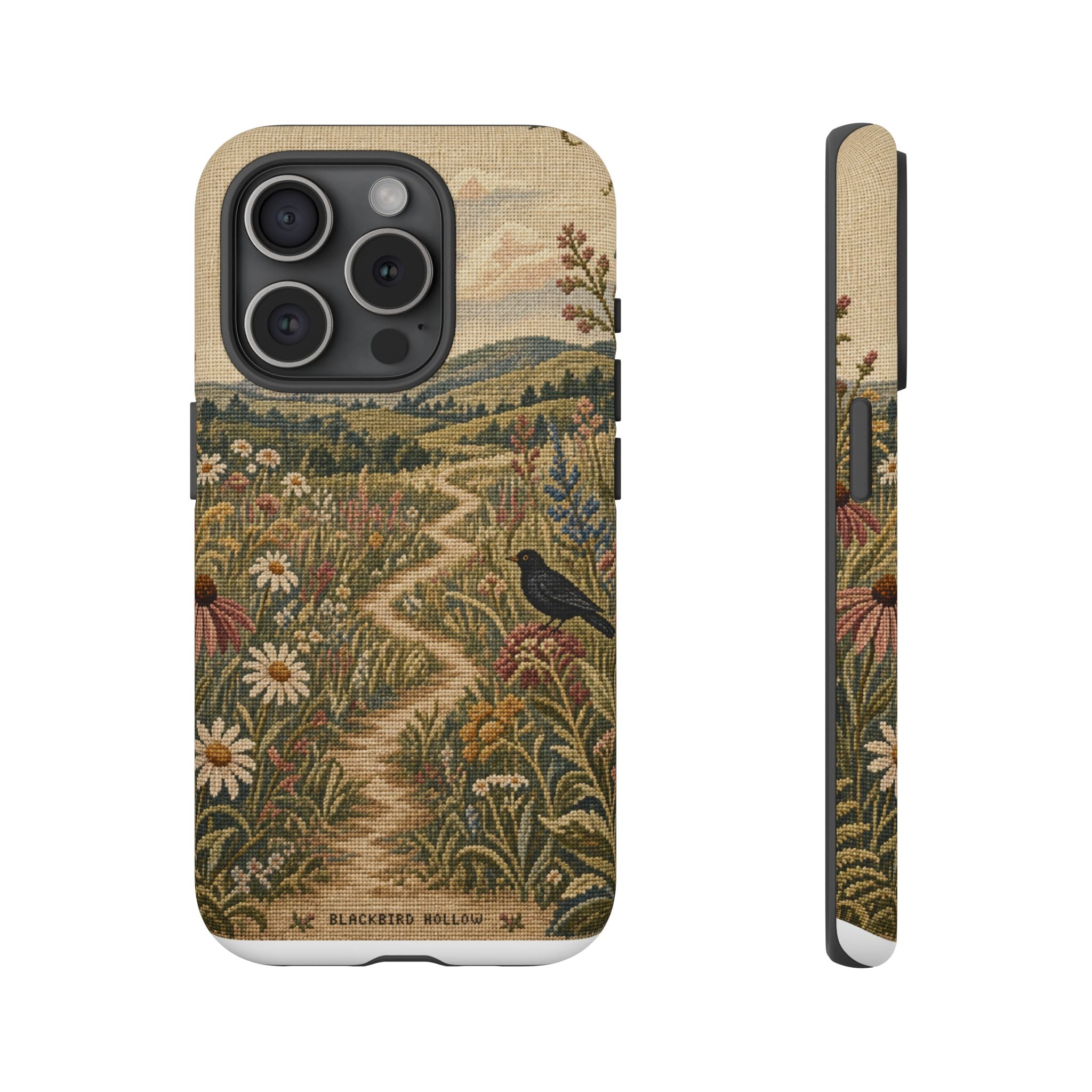 Floral Matte iPhone Case for iPhone 15–17, Needlepoint Meadow