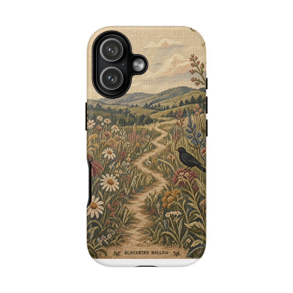 Floral Matte iPhone Case for iPhone 15–17, Needlepoint Meadow
