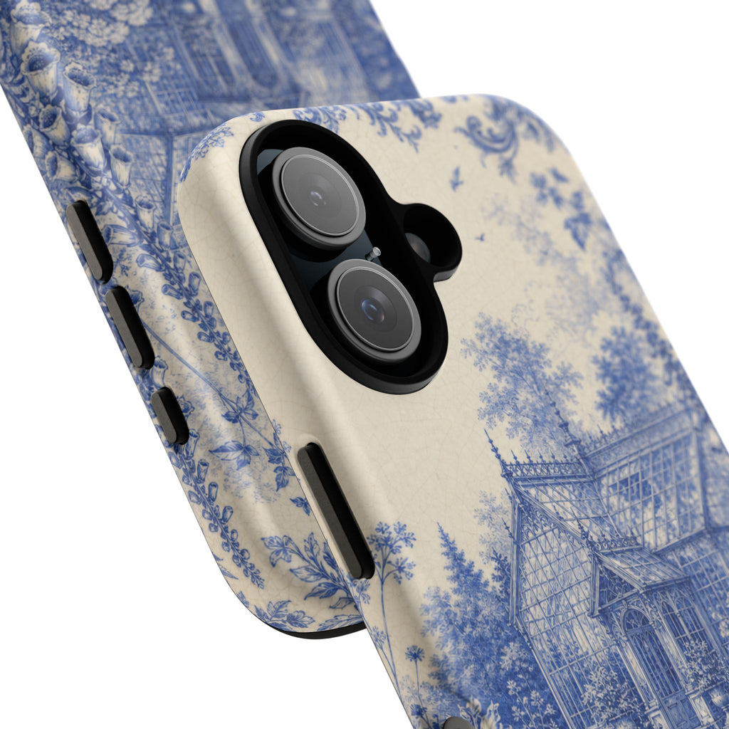 Blue Botanical iPhone Case for iPhone 15–17, Cobalt Greenhouse