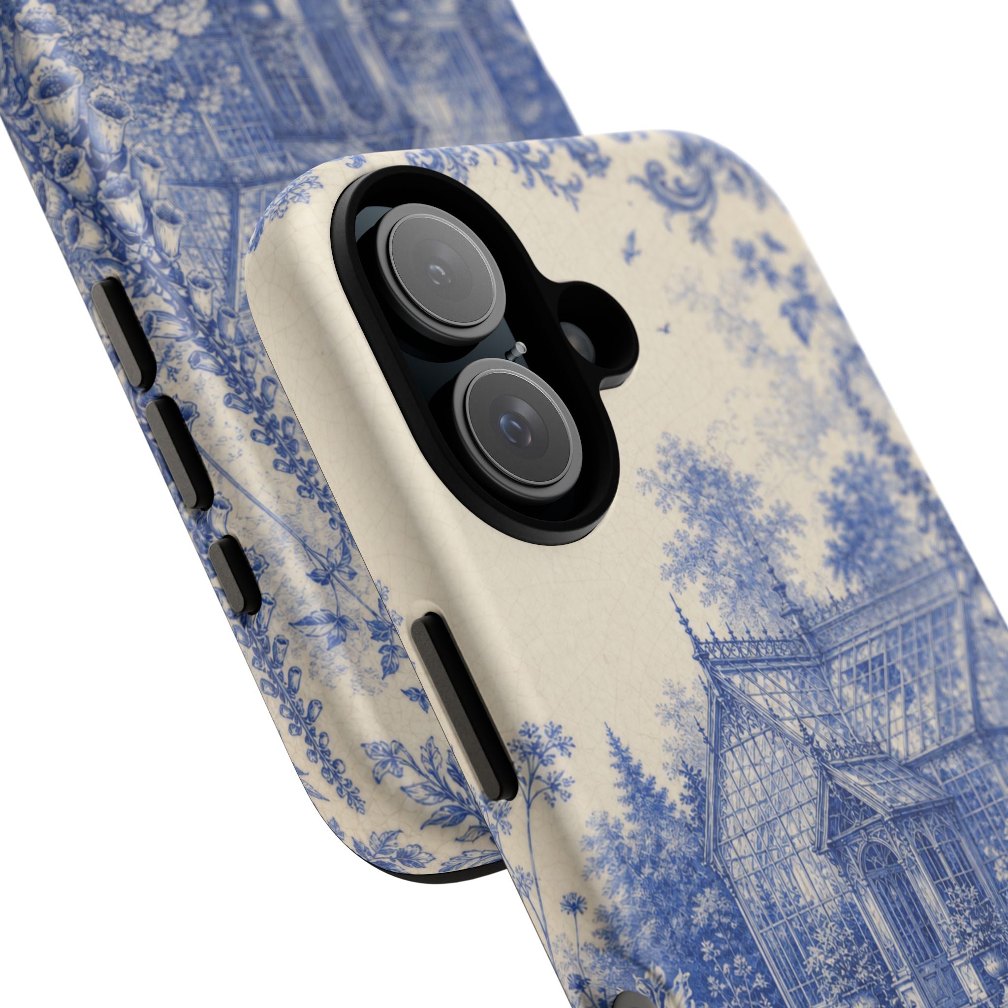 Blue Botanical iPhone Case for iPhone 15–17, Cobalt Greenhouse