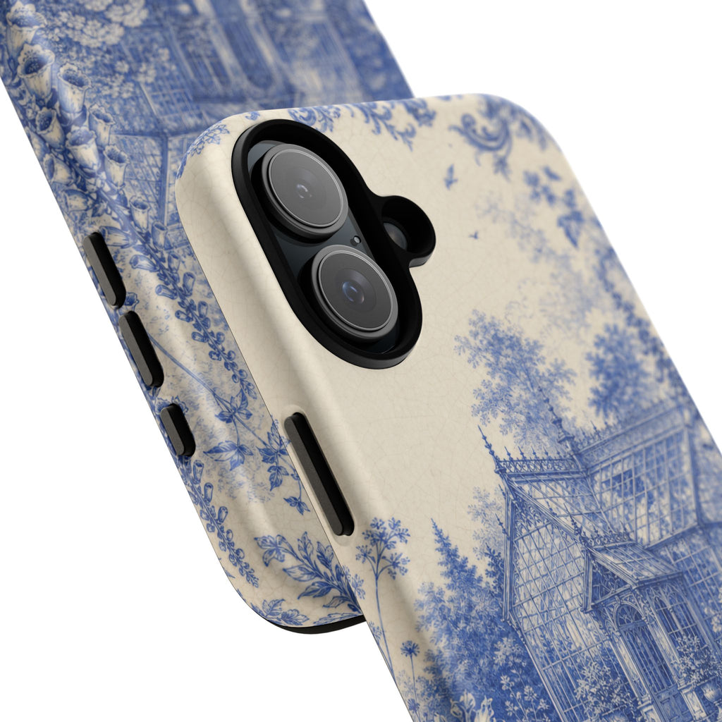 Blue Botanical iPhone Case for iPhone 15–17, Cobalt Greenhouse