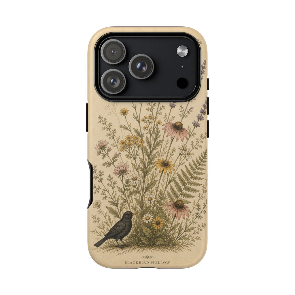 Vintage Botanical iPhone Case for iPhone 15–17, Wildflower Meadow