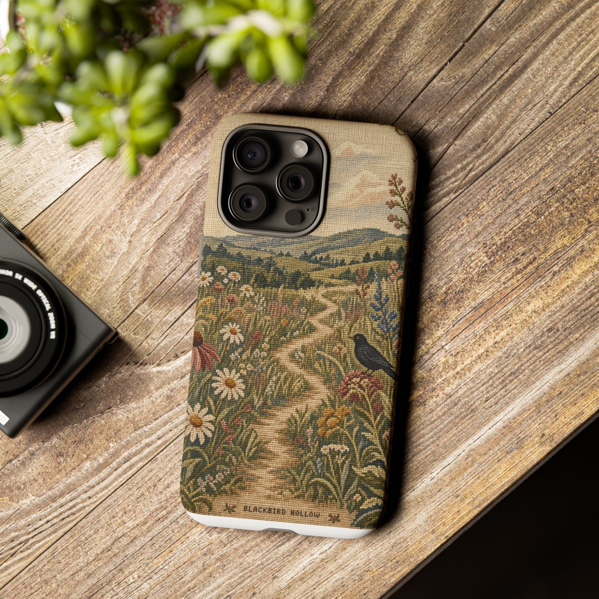 Floral Matte iPhone Case for iPhone 15–17, Needlepoint Meadow