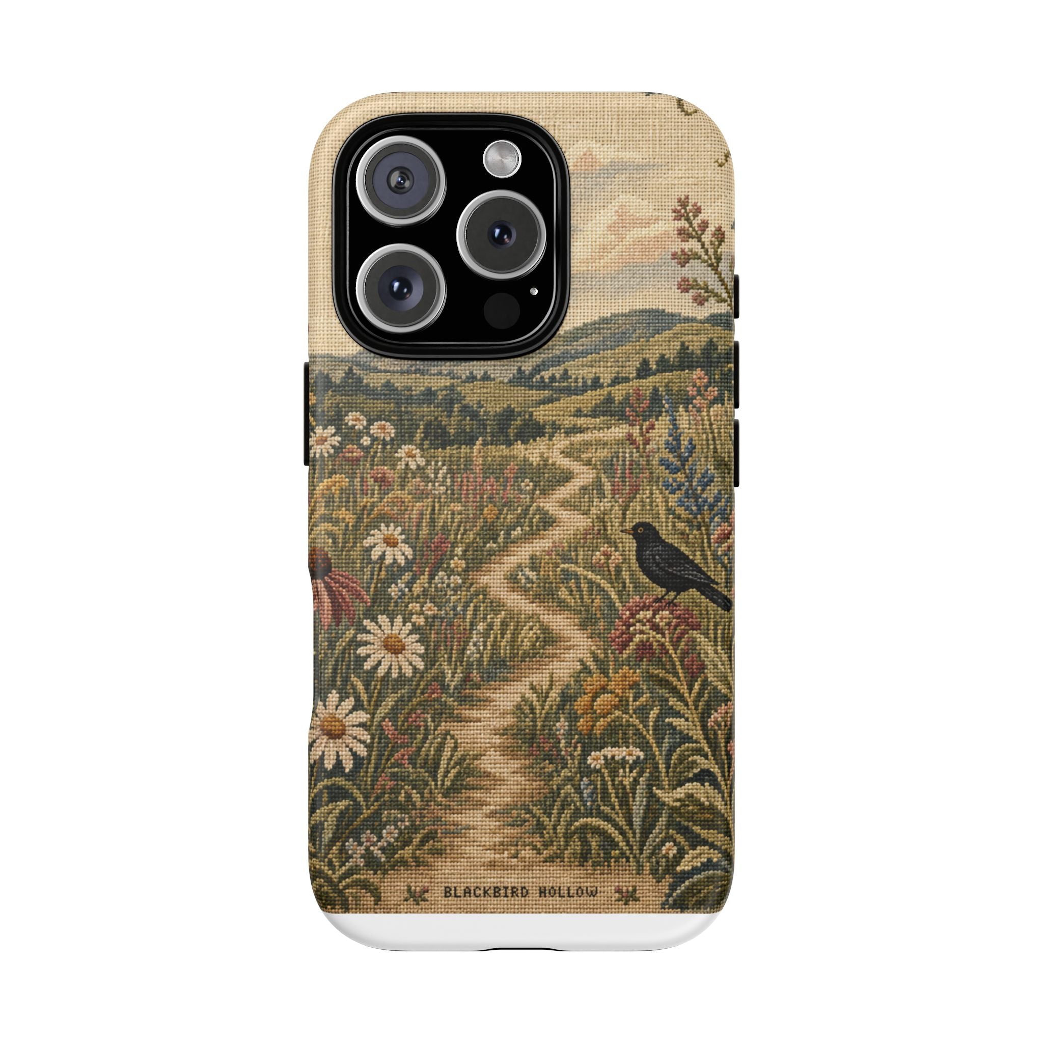 Floral Matte iPhone Case for iPhone 15–17, Needlepoint Meadow