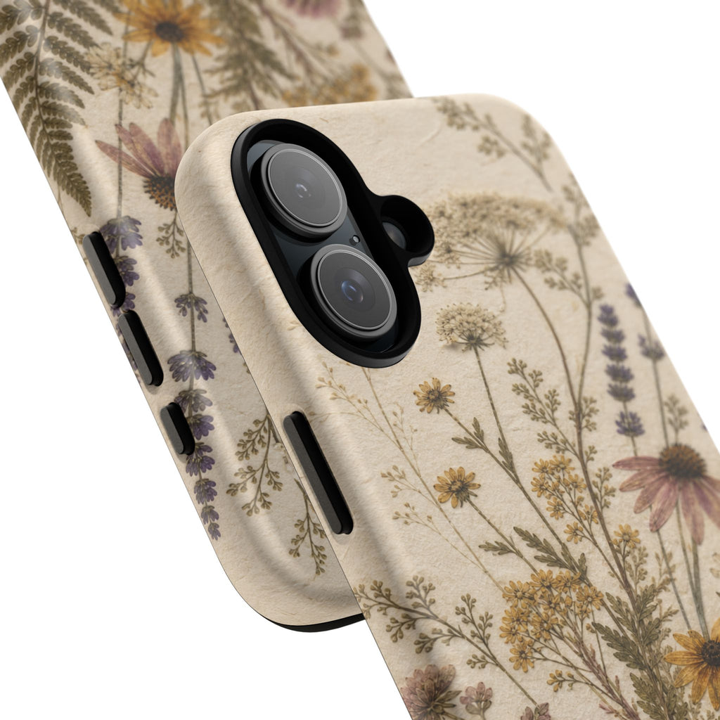 Pressed Flower iPhone Case for iPhone 15–17, Wildflower Herbarium