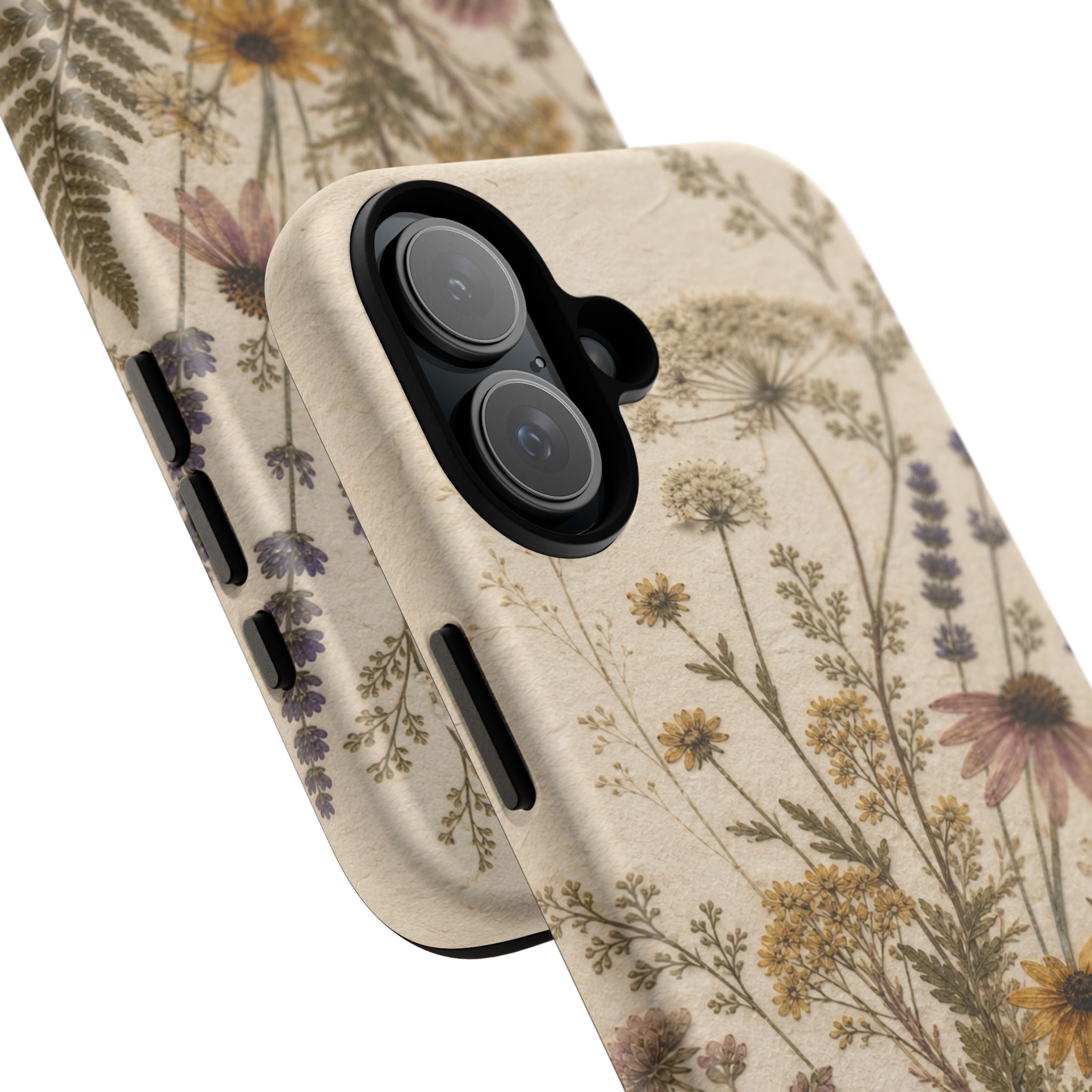Pressed Flower iPhone Case for iPhone 15–17, Wildflower Herbarium