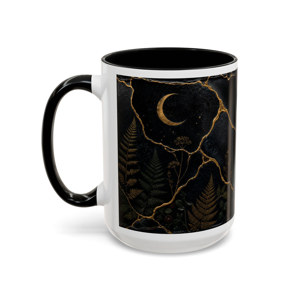 Botanical Coffee Mug, Kintsugi Night Garden Design