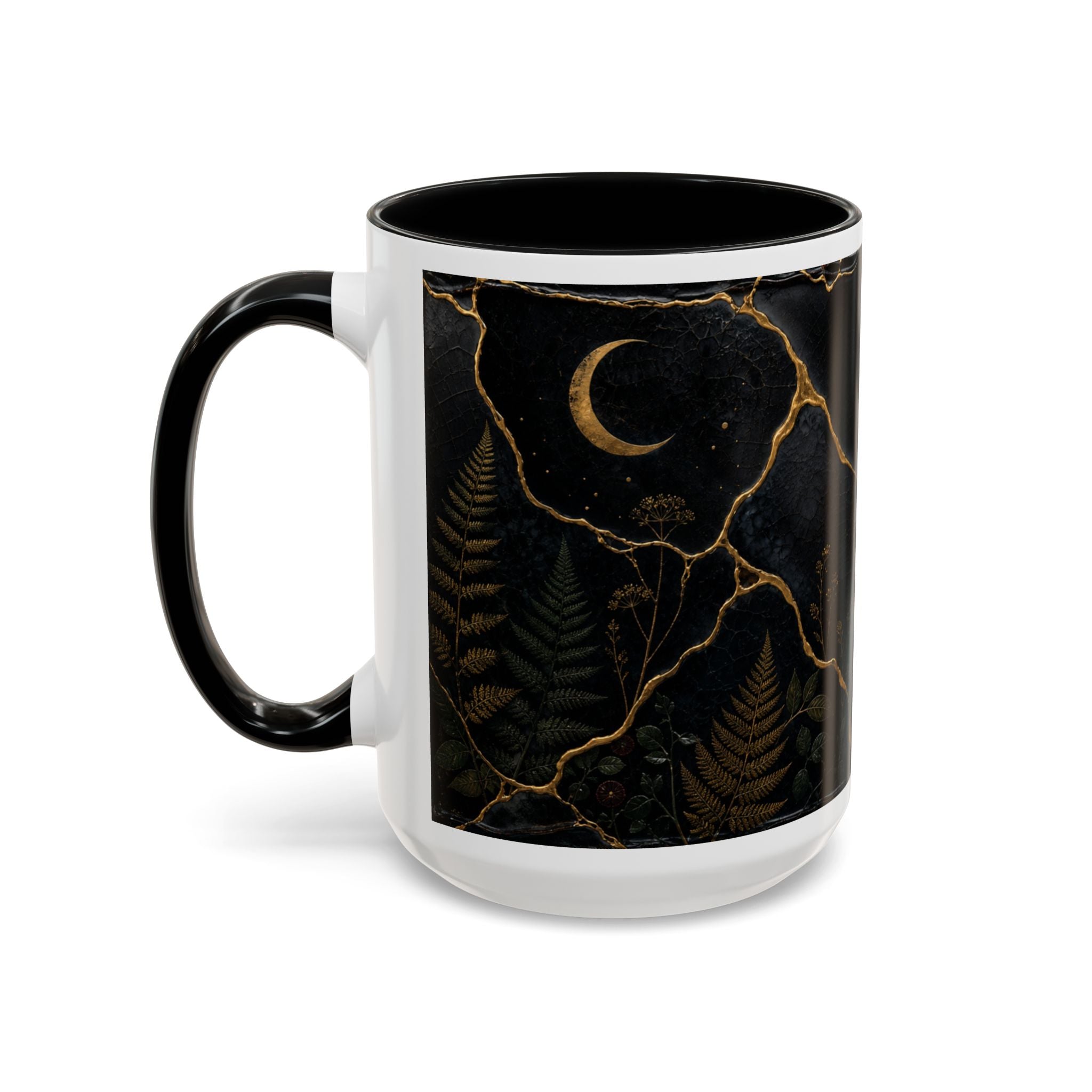 Botanical Coffee Mug, Kintsugi Night Garden Design