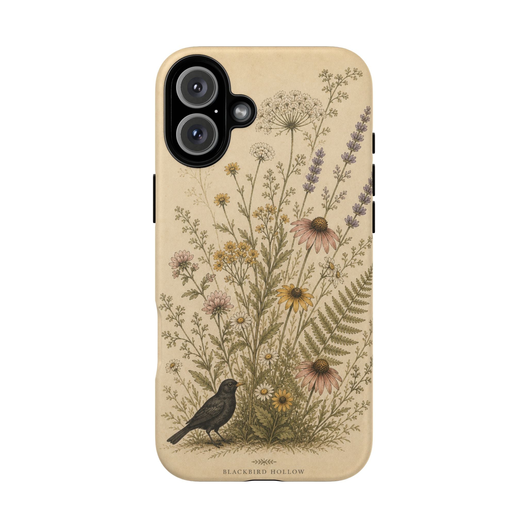 Vintage Botanical iPhone Case for iPhone 15–17, Wildflower Meadow
