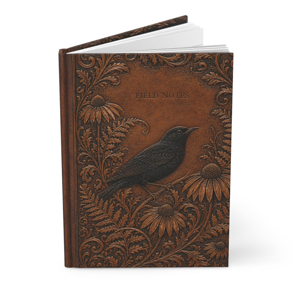 Botanical Hardcover Journal, Tooled Leather Look Field Notes