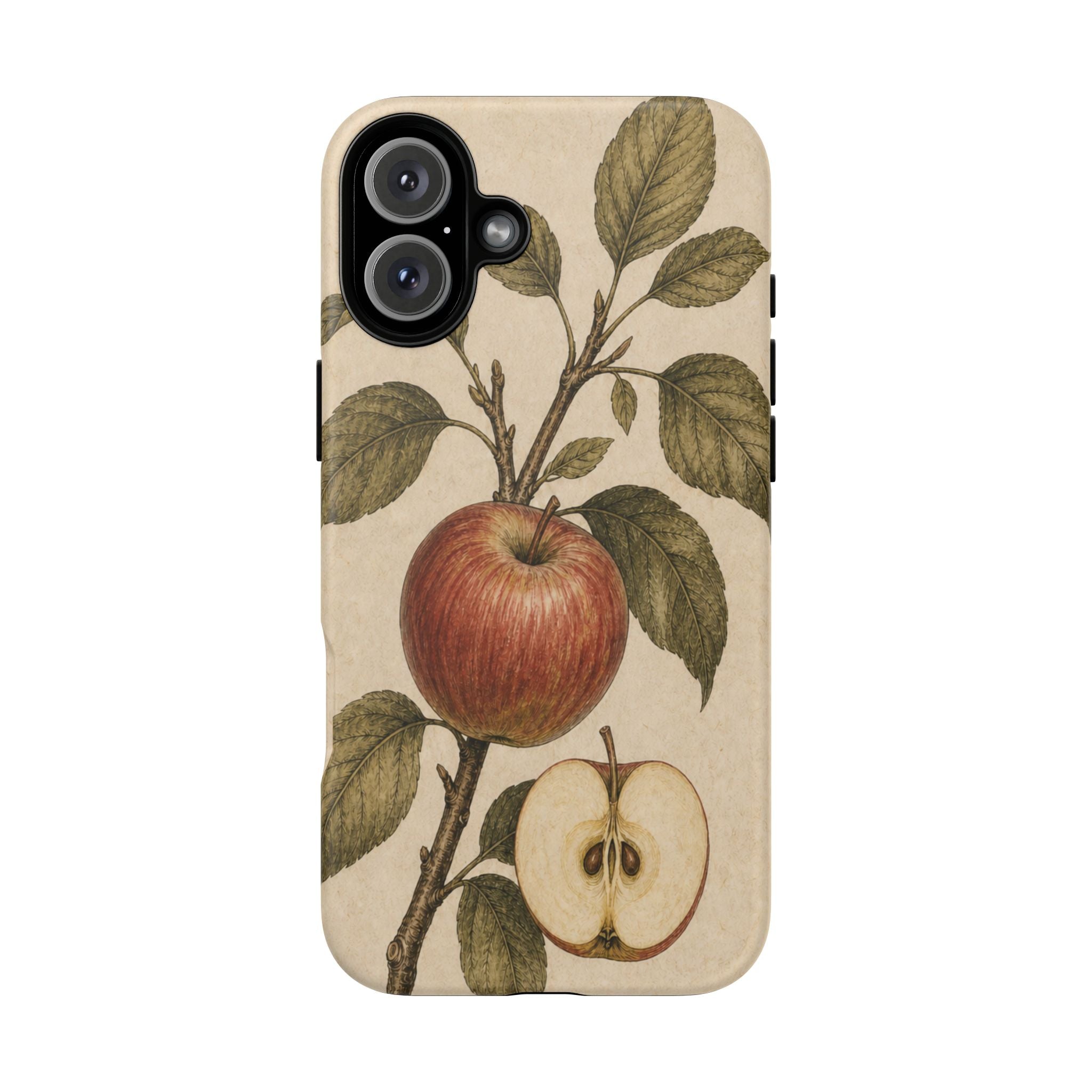 Vintage Botanical iPhone Case for iPhone 15–17, Heirloom Apple