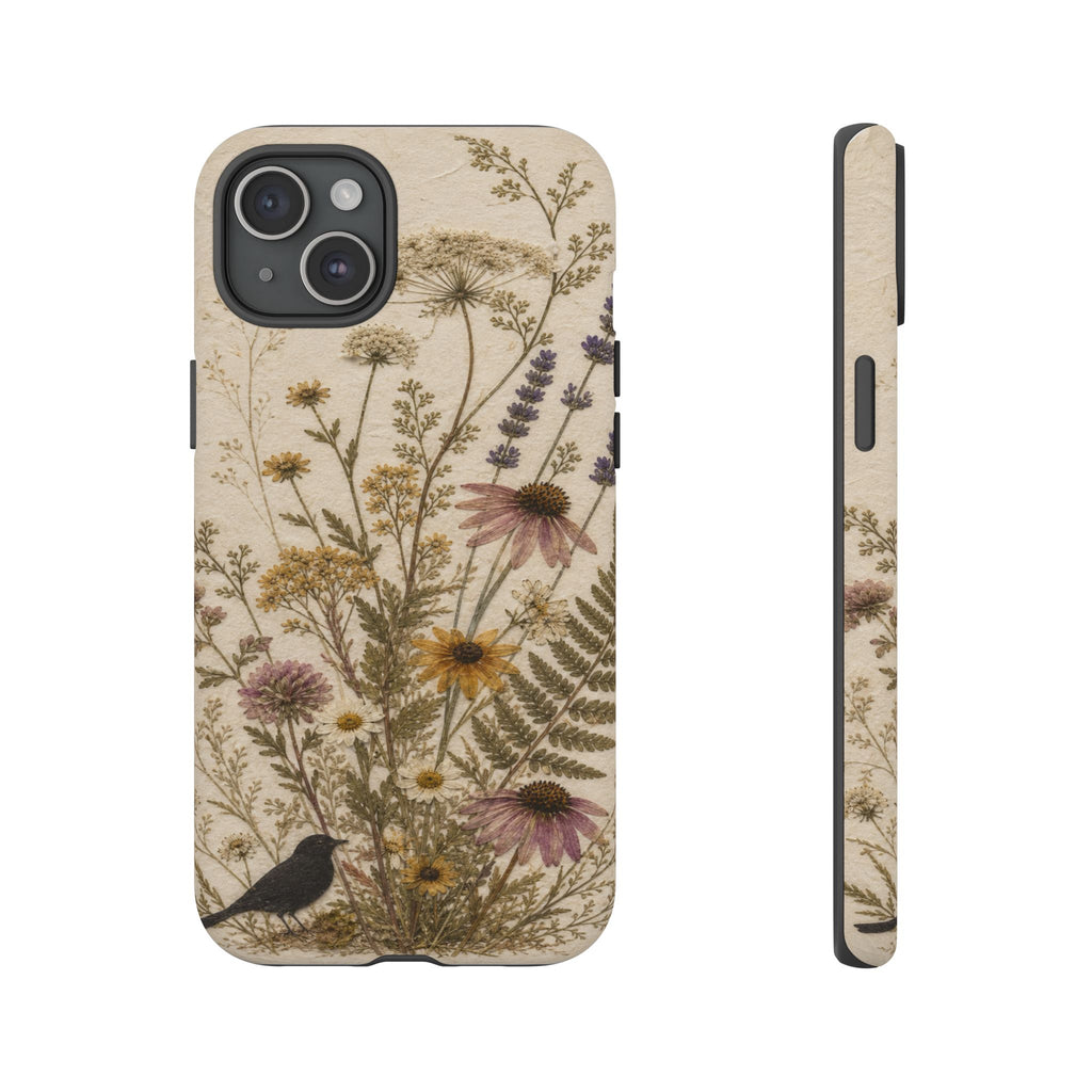 Pressed Flower iPhone Case for iPhone 15–17, Wildflower Herbarium