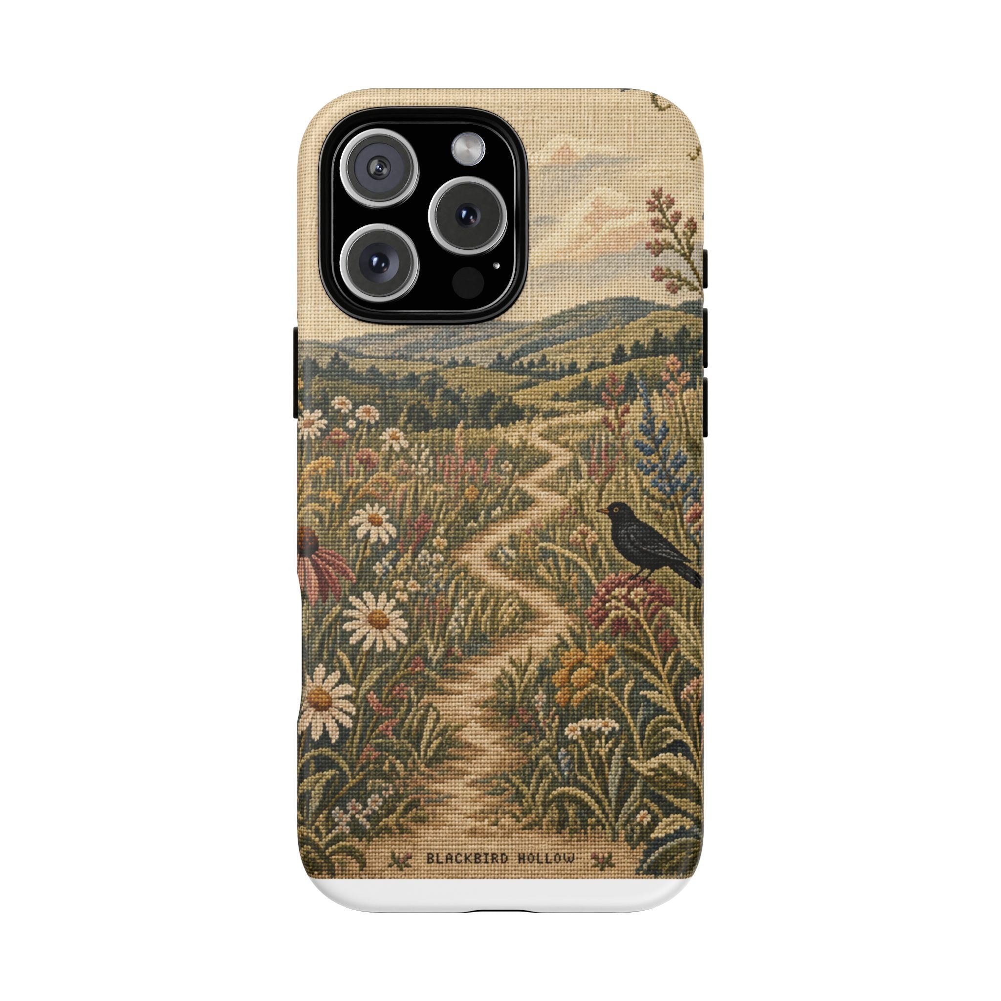 Floral Matte iPhone Case for iPhone 15–17, Needlepoint Meadow