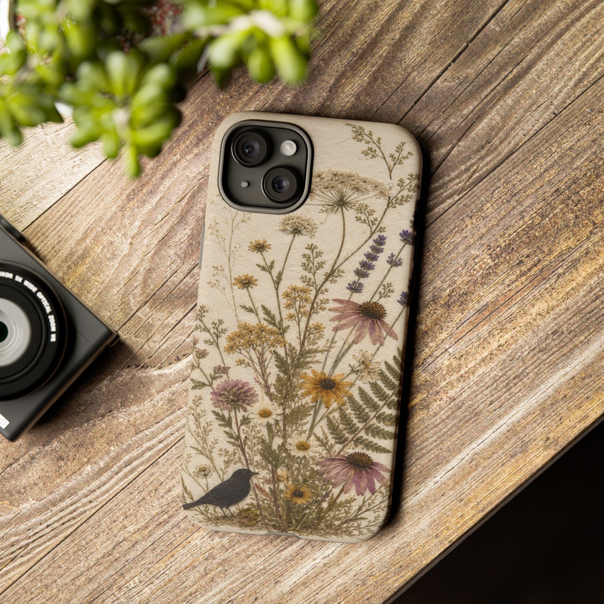 Pressed Flower iPhone Case for iPhone 15–17, Wildflower Herbarium