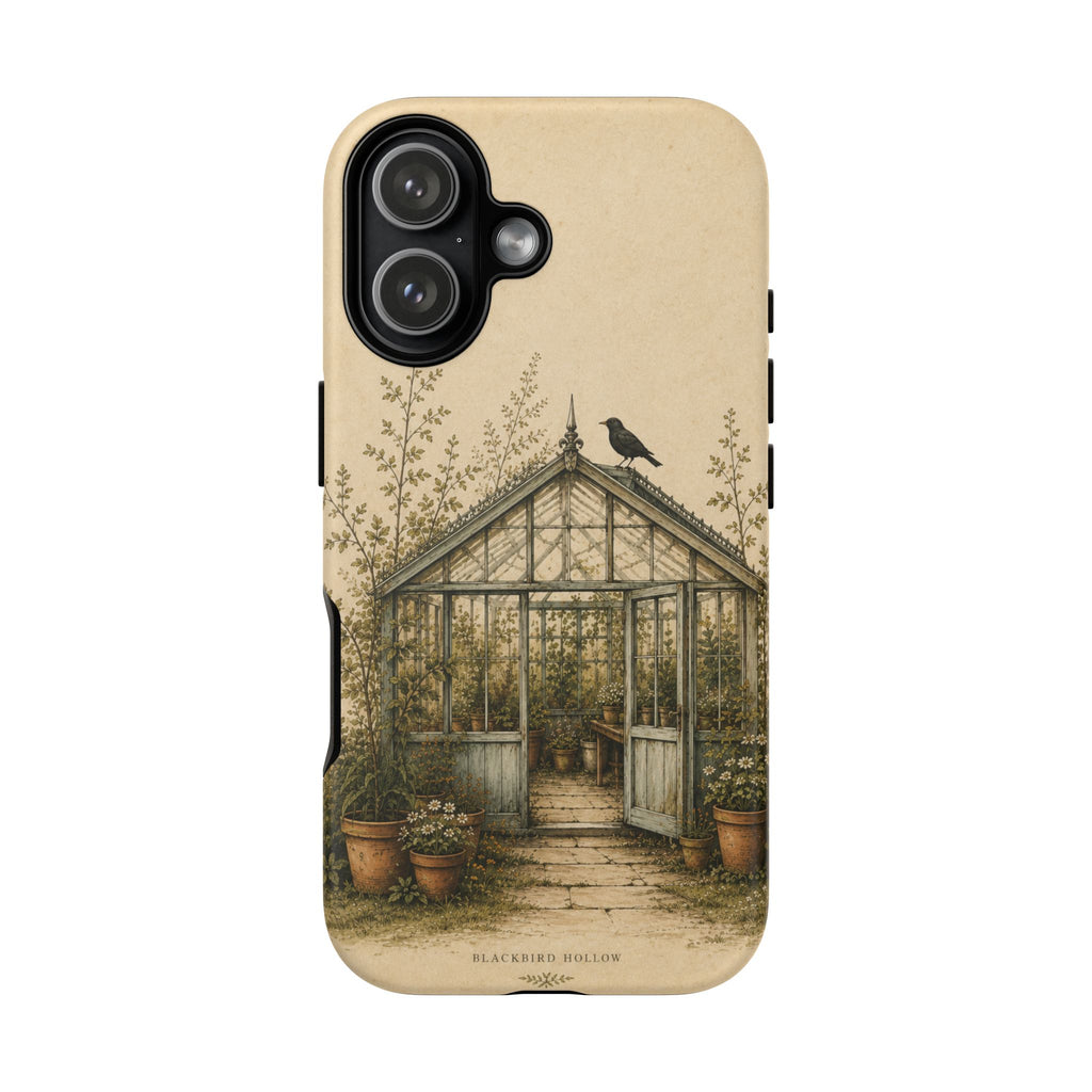 Vintage Greenhouse iPhone Case for iPhone 15–17, Botanical Art