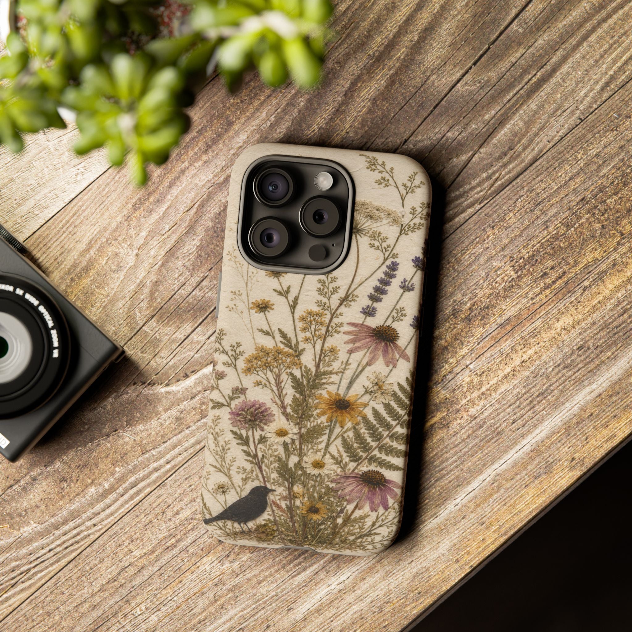 Pressed Flower iPhone Case for iPhone 15–17, Wildflower Herbarium