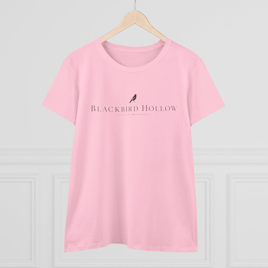 Blackbird Hollow Women's Tee — Minimal Script Logo Cotton Shirt