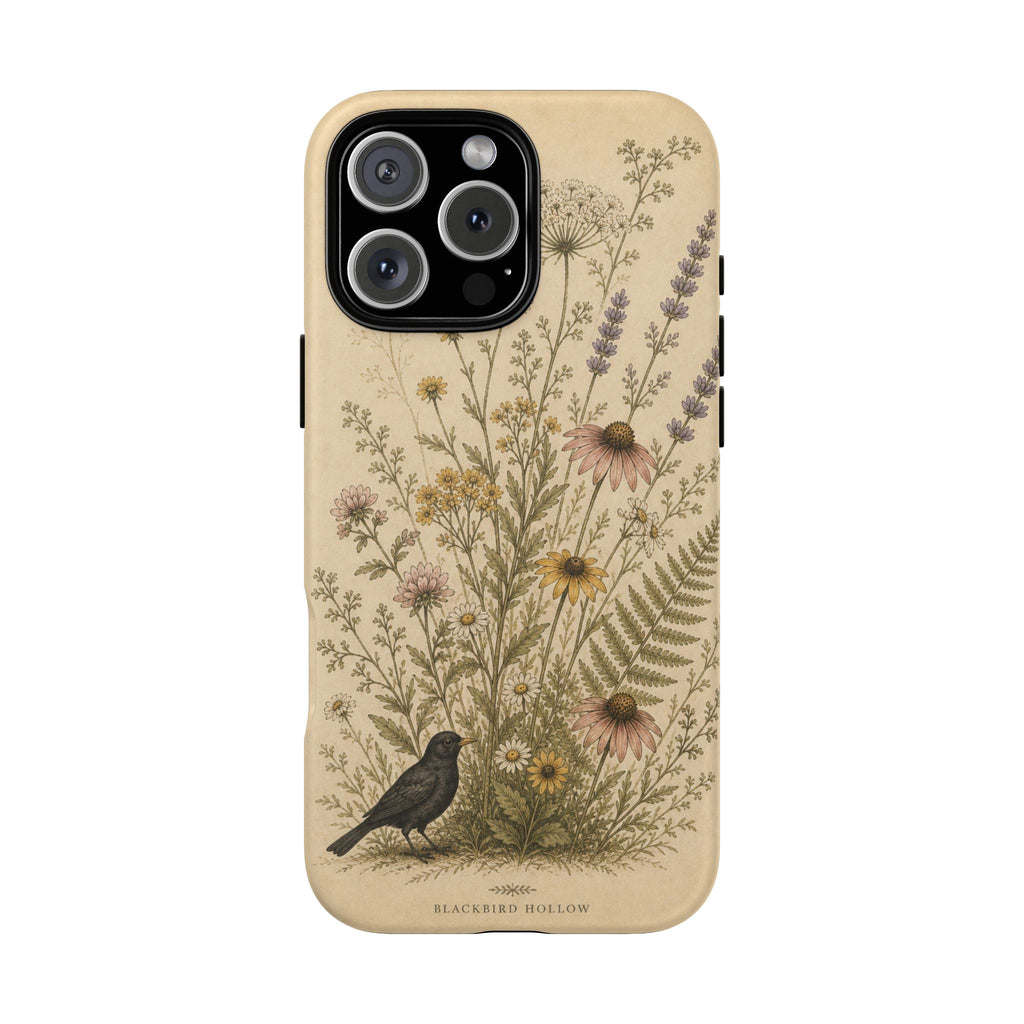 Vintage Botanical iPhone Case for iPhone 15–17, Wildflower Meadow