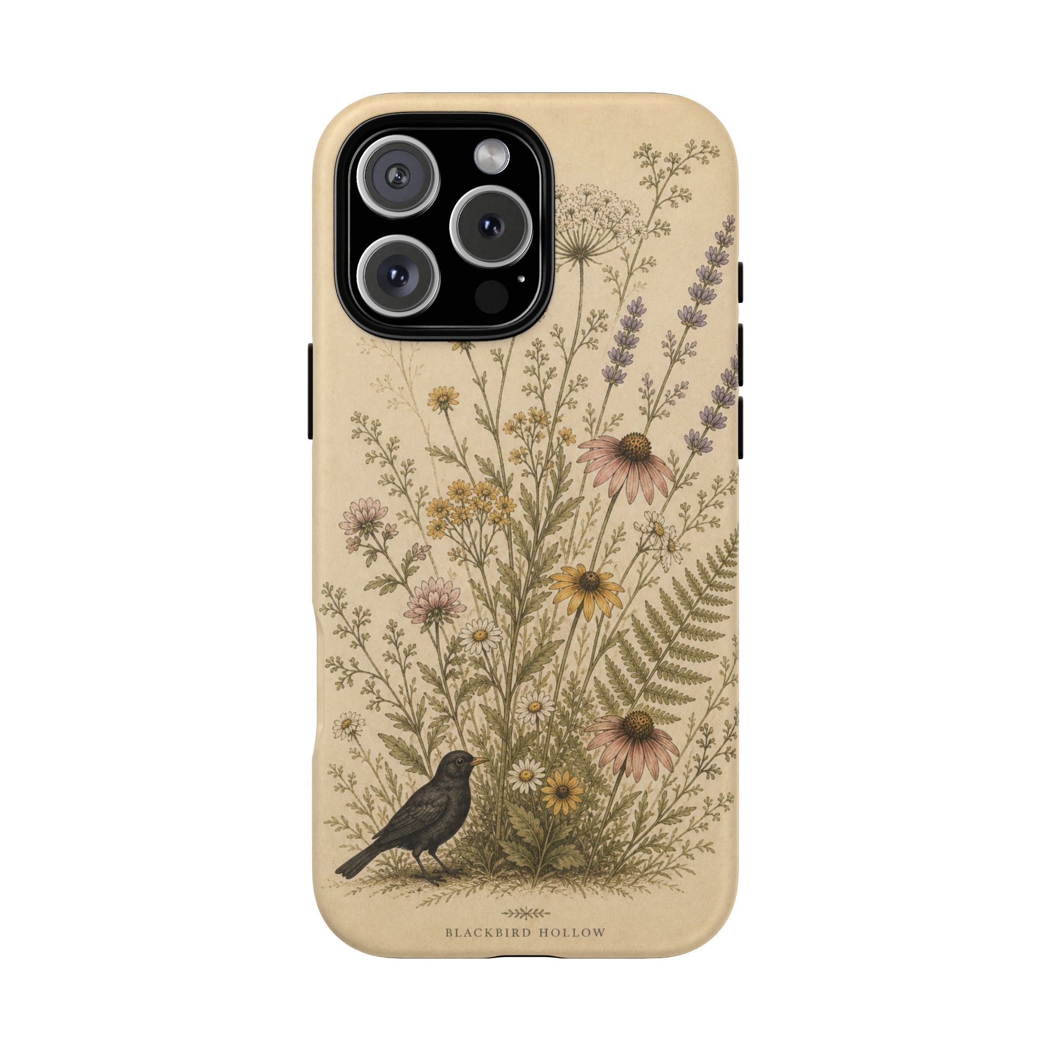 Vintage Botanical iPhone Case for iPhone 15–17, Wildflower Meadow
