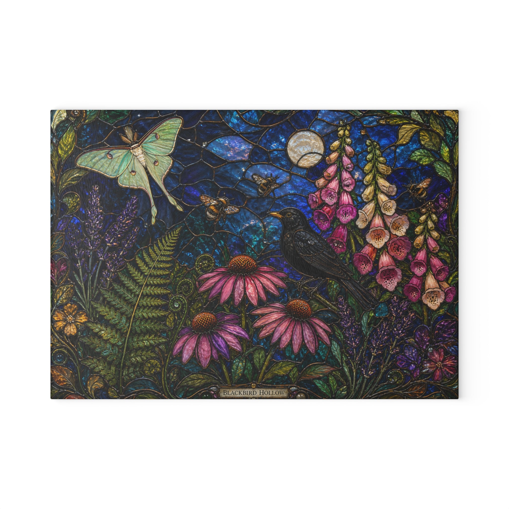 Stained Glass Cutting Board, Wildflower Garden Kitchen Decor