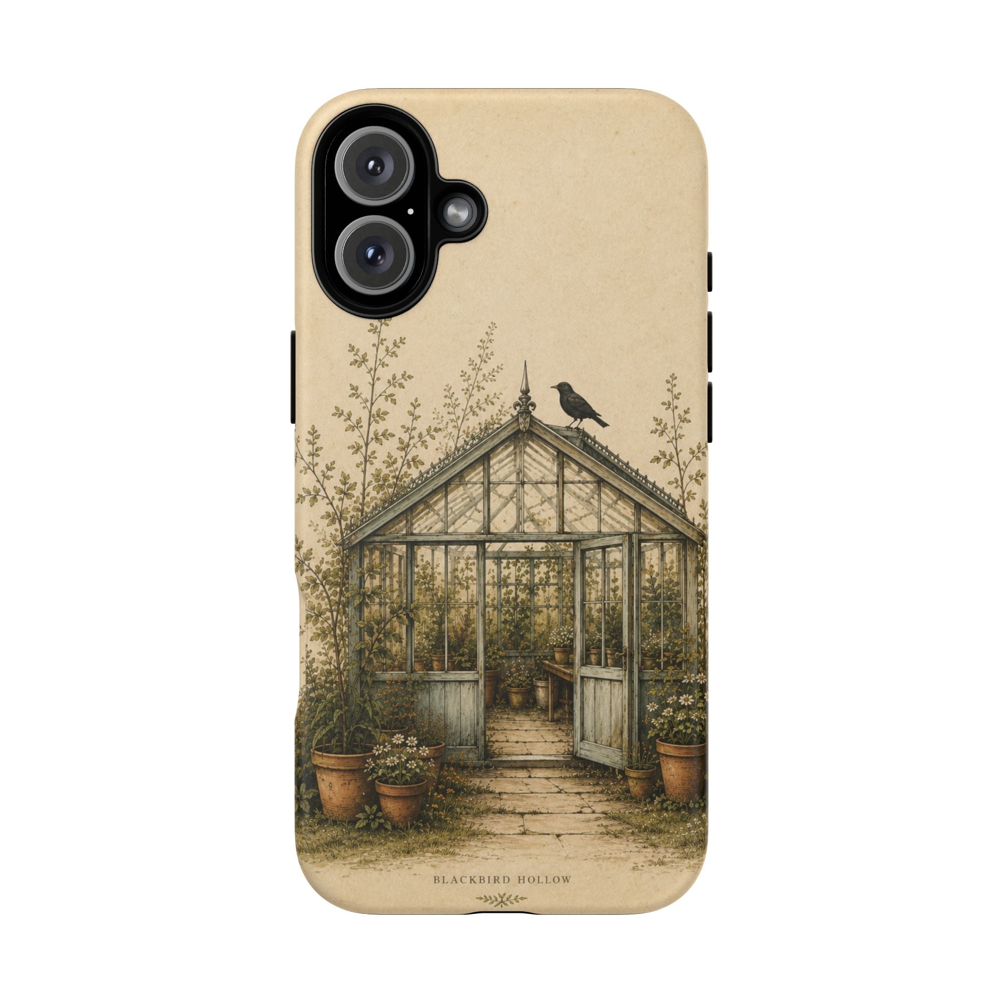 Vintage Greenhouse iPhone Case for iPhone 15–17, Botanical Art