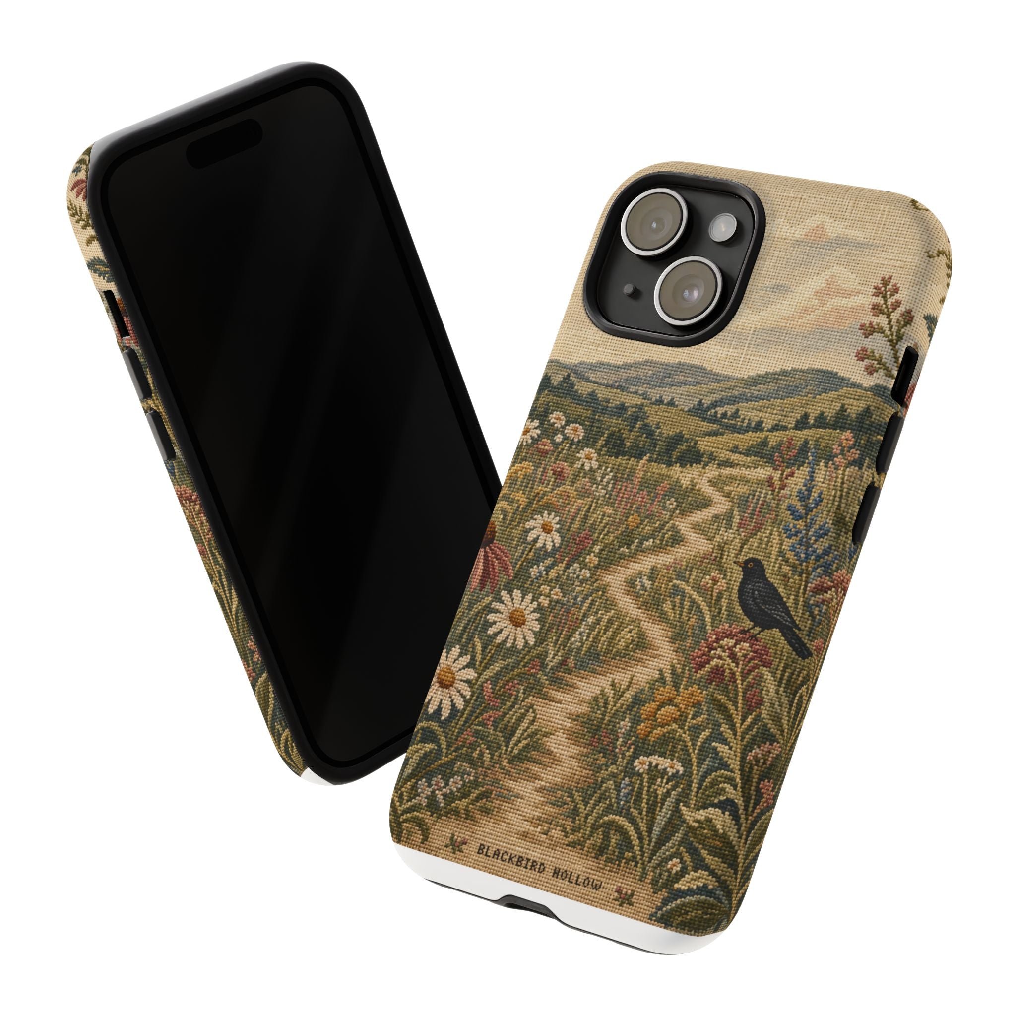 Floral Matte iPhone Case for iPhone 15–17, Needlepoint Meadow