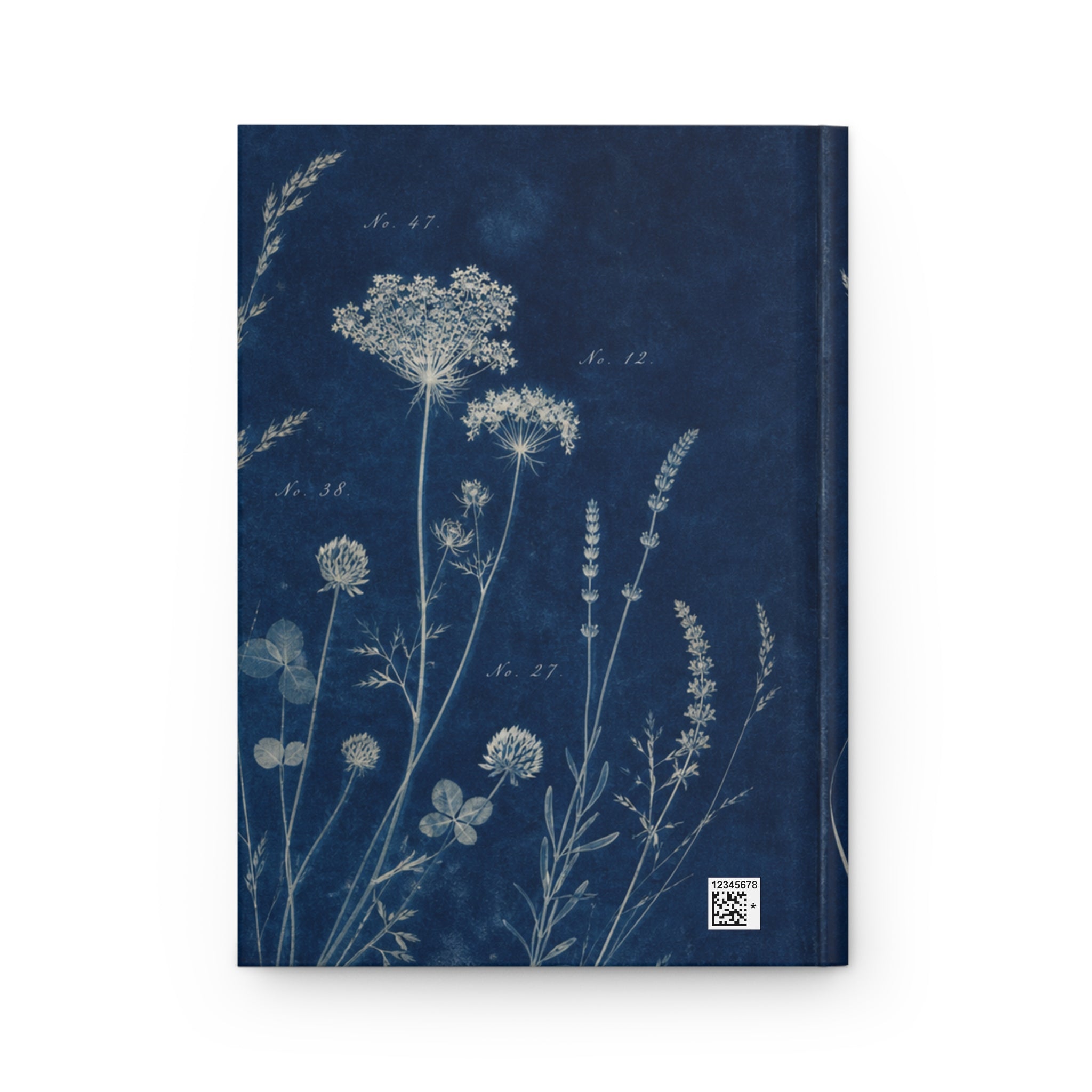Blue Botanical Hardcover Journal, Cyanotype Wildflower Notebook