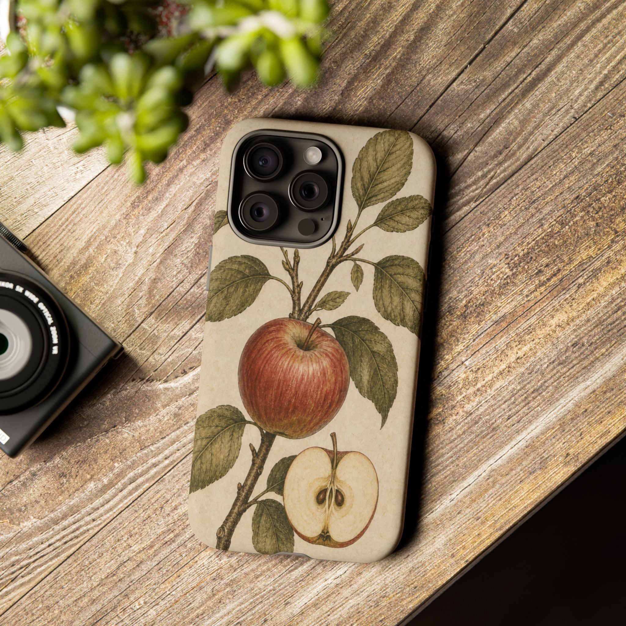 Vintage Botanical iPhone Case for iPhone 15–17, Heirloom Apple