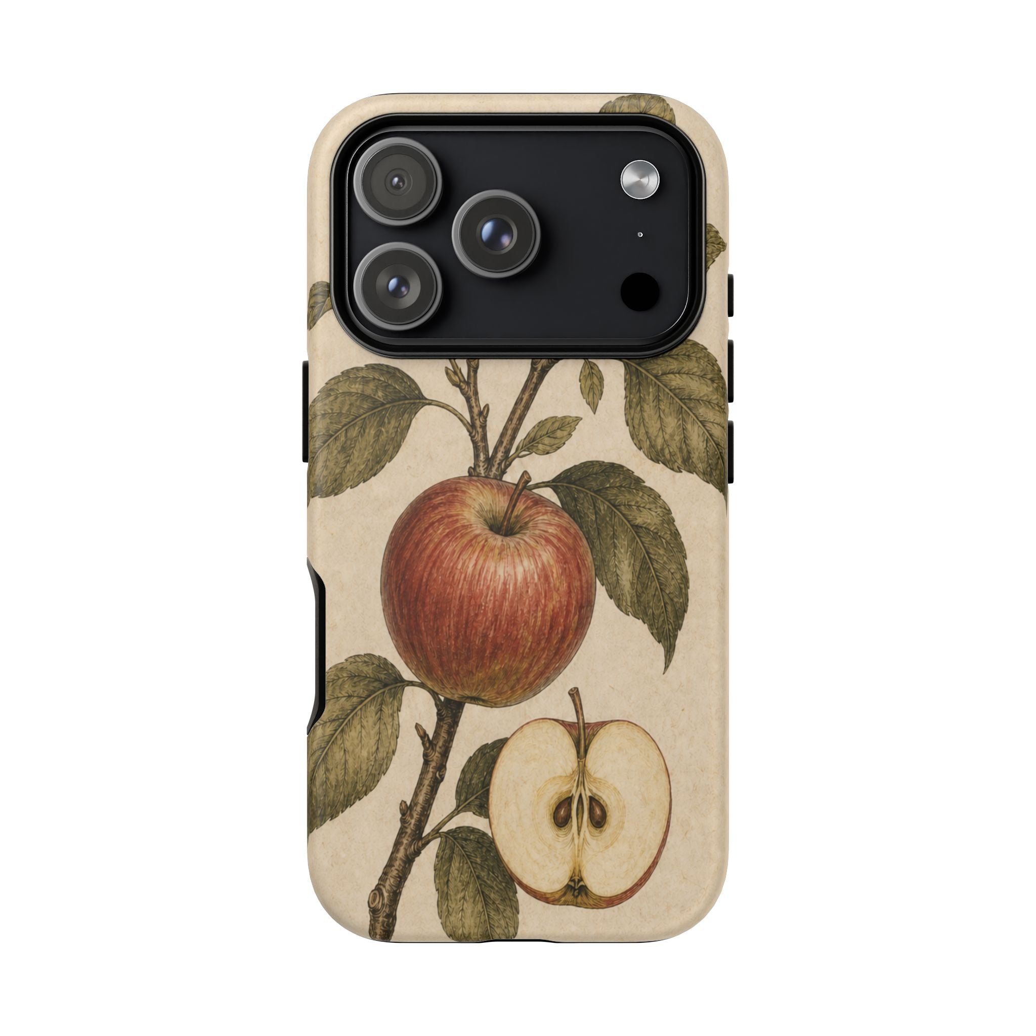 Vintage Botanical iPhone Case for iPhone 15–17, Heirloom Apple