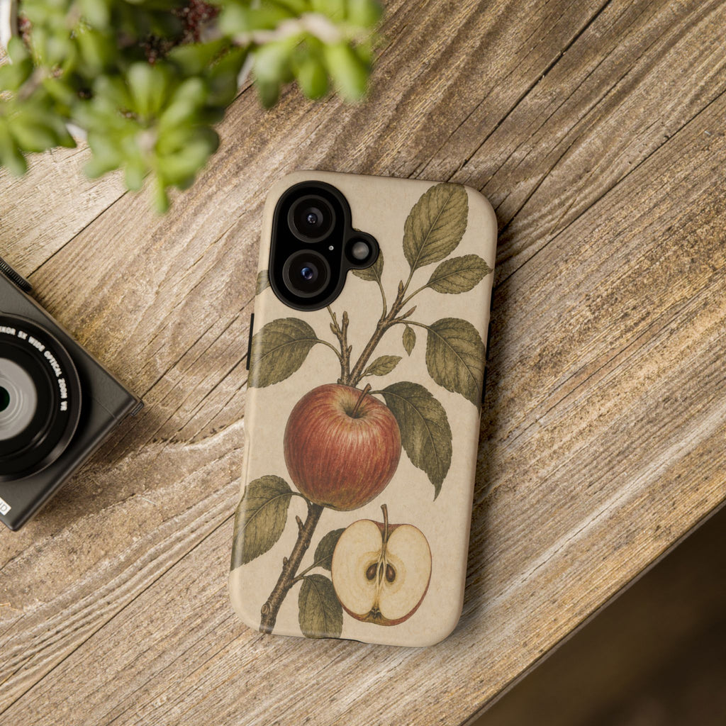 Vintage Botanical iPhone Case for iPhone 15–17, Heirloom Apple