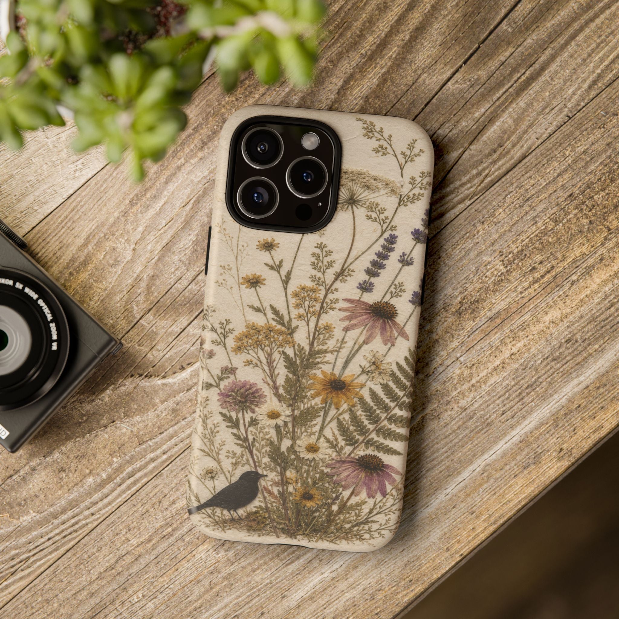 Pressed Flower iPhone Case for iPhone 15–17, Wildflower Herbarium