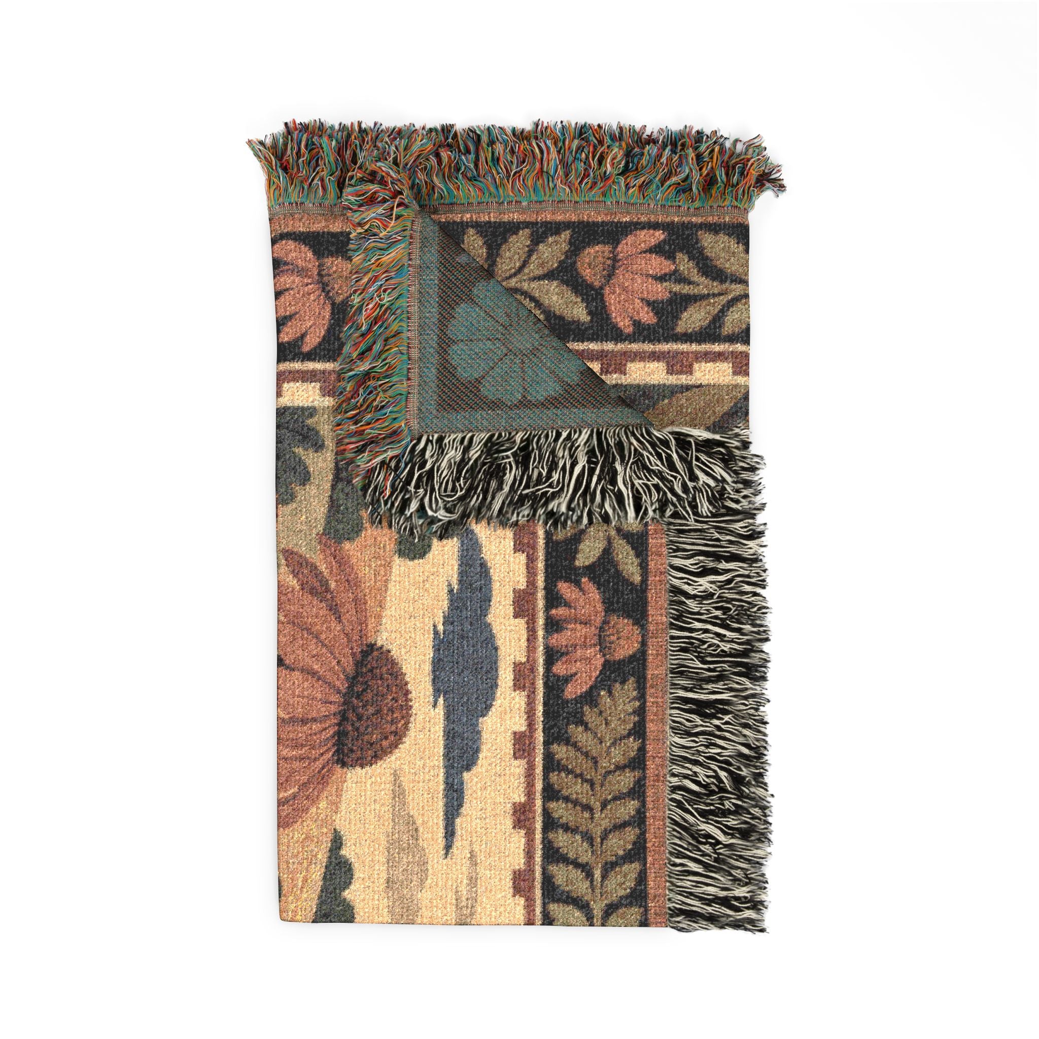 Floral Woven Throw Blanket, Arts and Crafts Wildflower Meadow