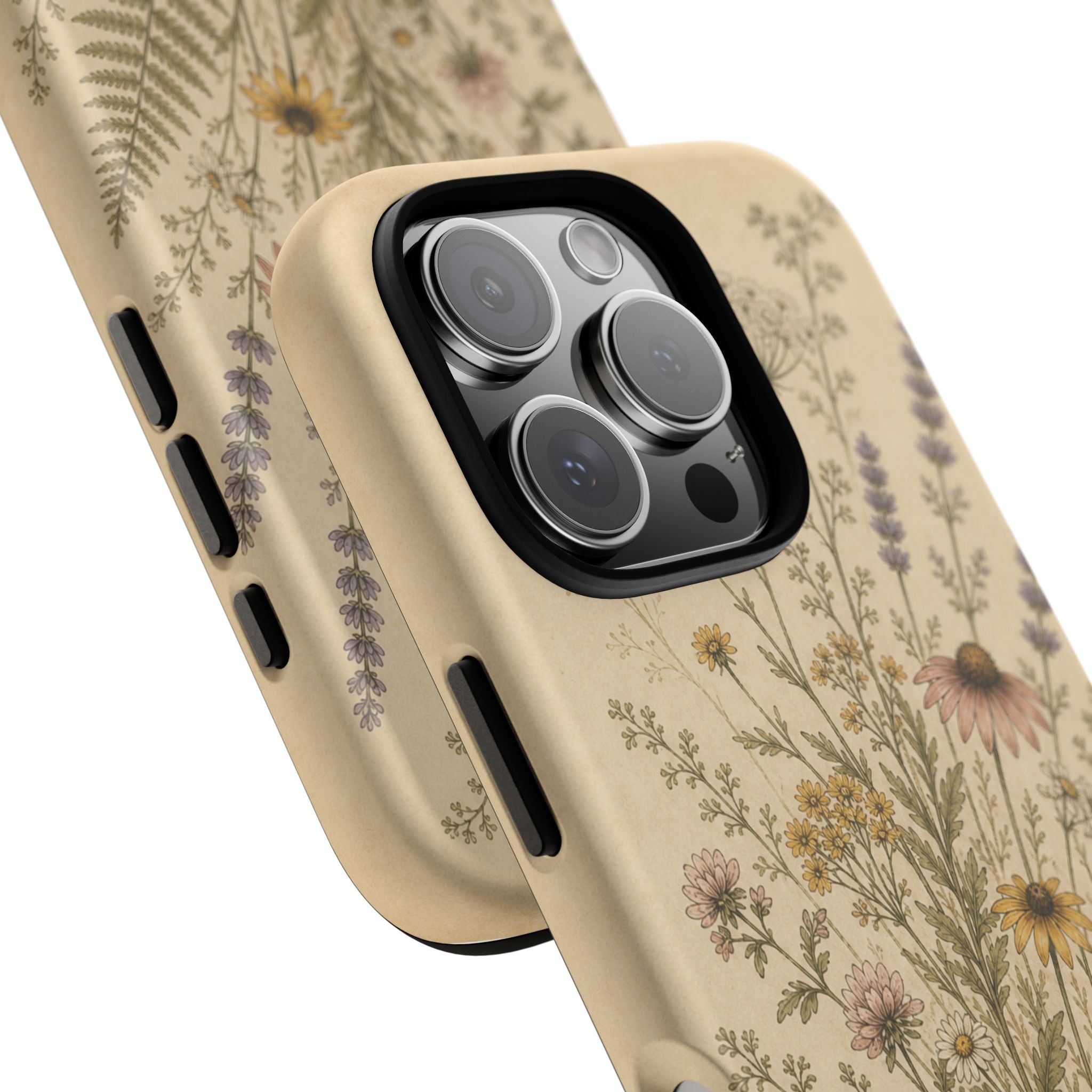Vintage Botanical iPhone Case for iPhone 15–17, Wildflower Meadow