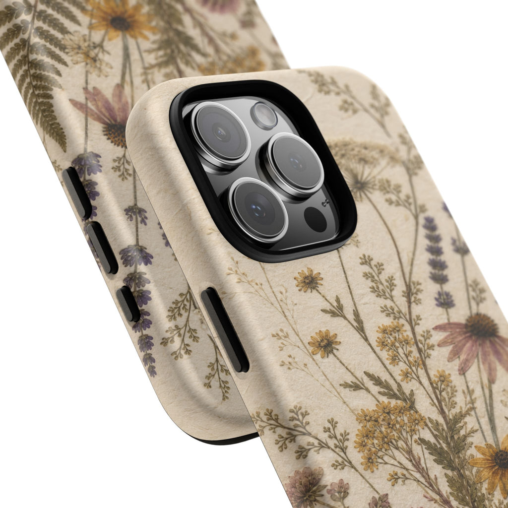 Pressed Flower iPhone Case for iPhone 15–17, Wildflower Herbarium