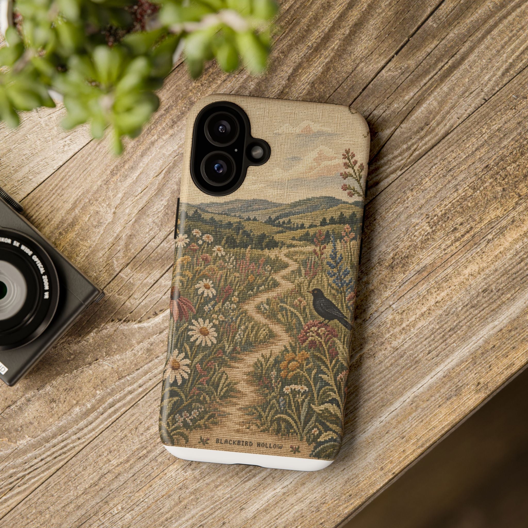 Floral Matte iPhone Case for iPhone 15–17, Needlepoint Meadow
