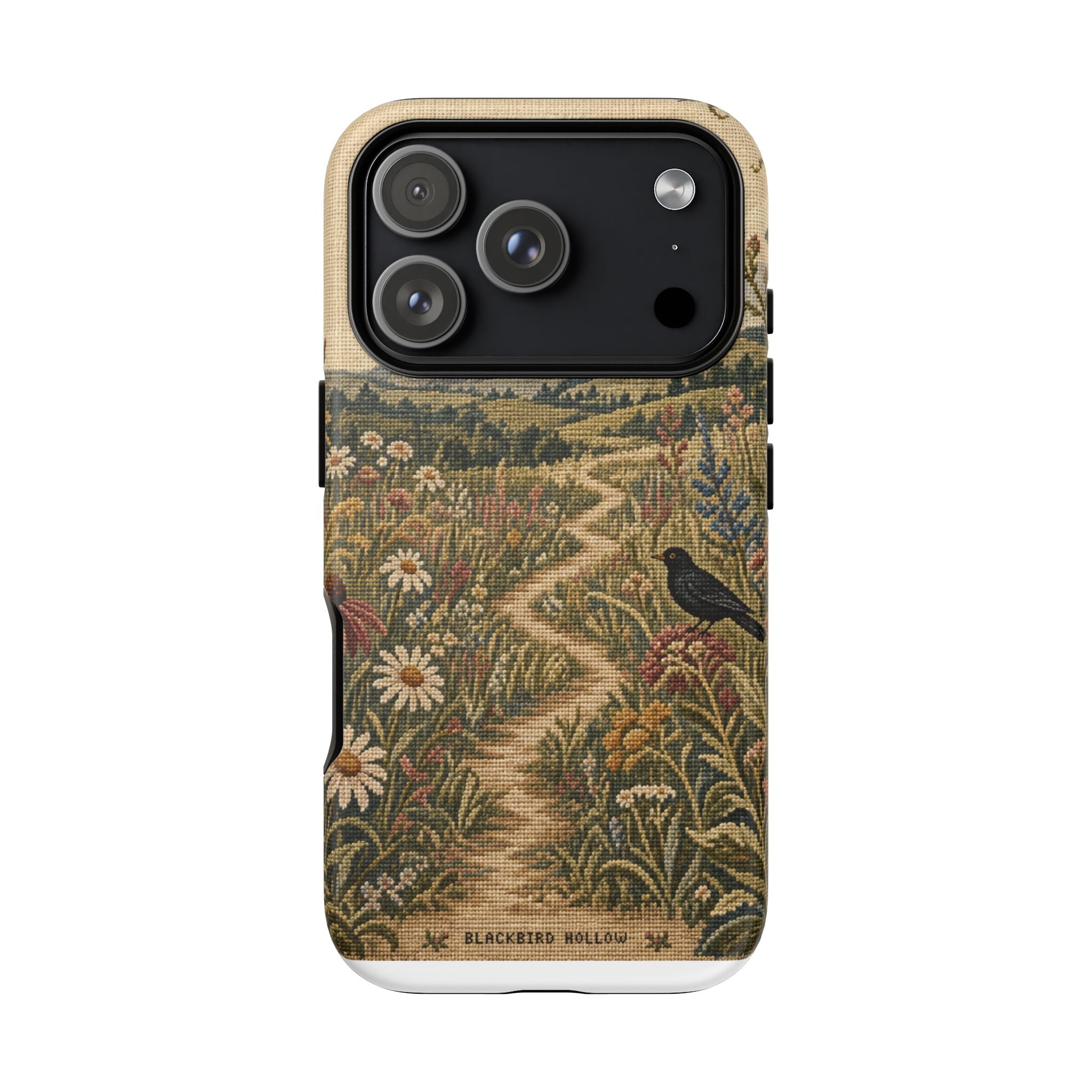 Floral Matte iPhone Case for iPhone 15–17, Needlepoint Meadow