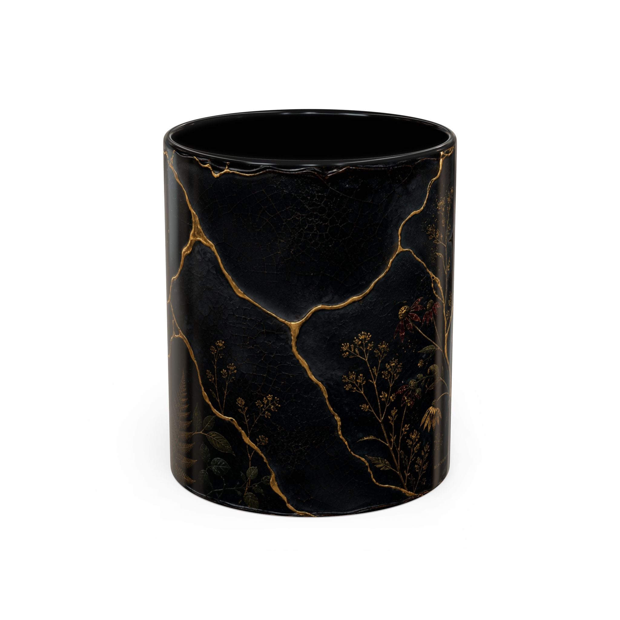 Botanical Coffee Mug, Kintsugi Night Garden Design