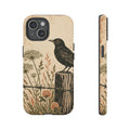 Rustic Matte iPhone Case for iPhone 15–17, Blackbird Linocut