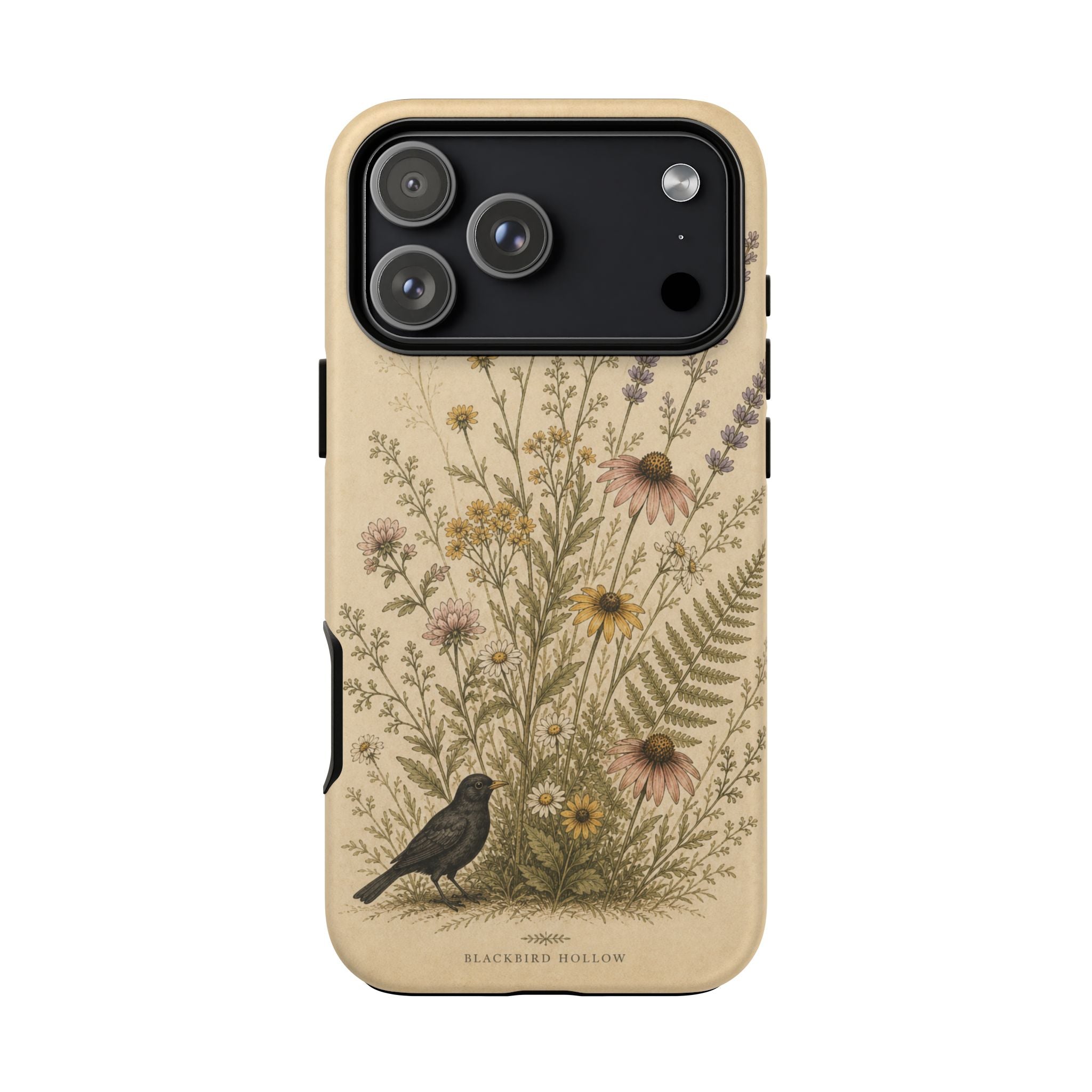 Vintage Botanical iPhone Case for iPhone 15–17, Wildflower Meadow