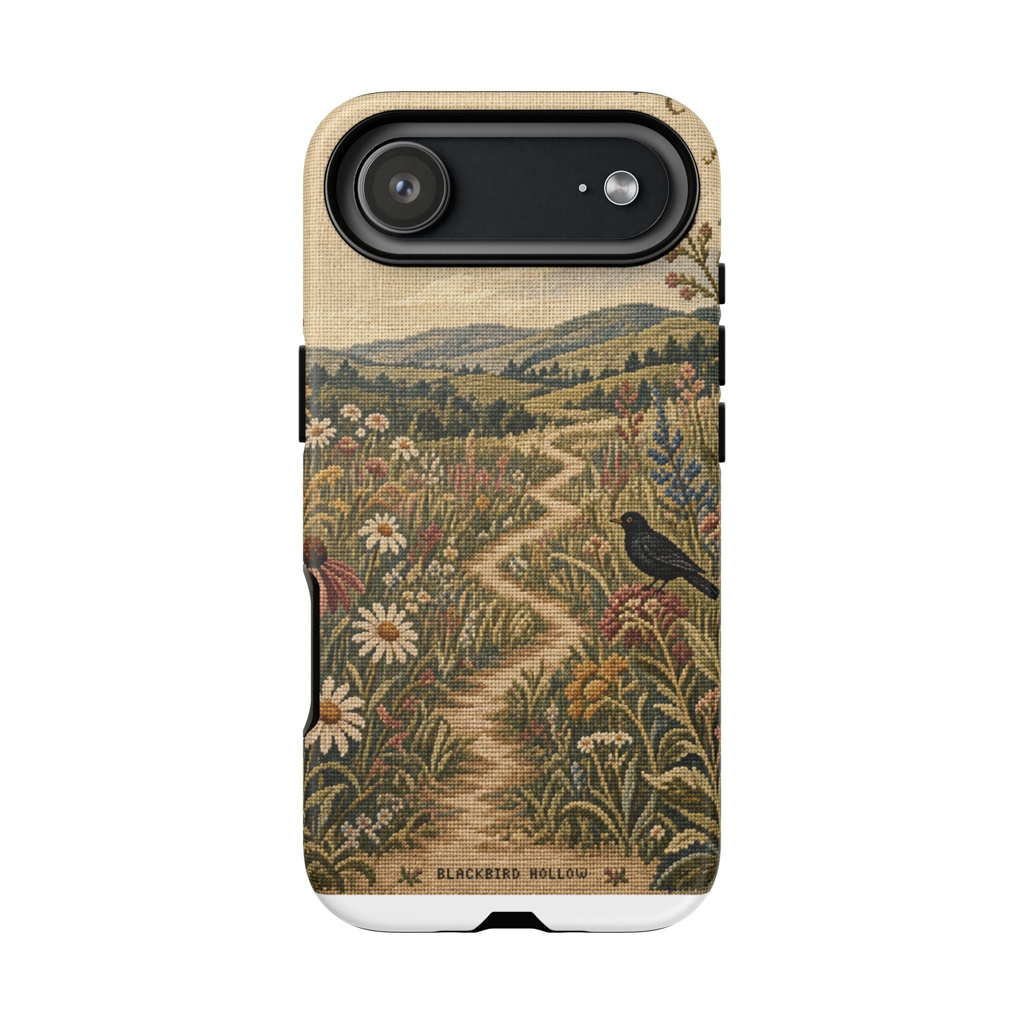 Floral Matte iPhone Case for iPhone 15–17, Needlepoint Meadow
