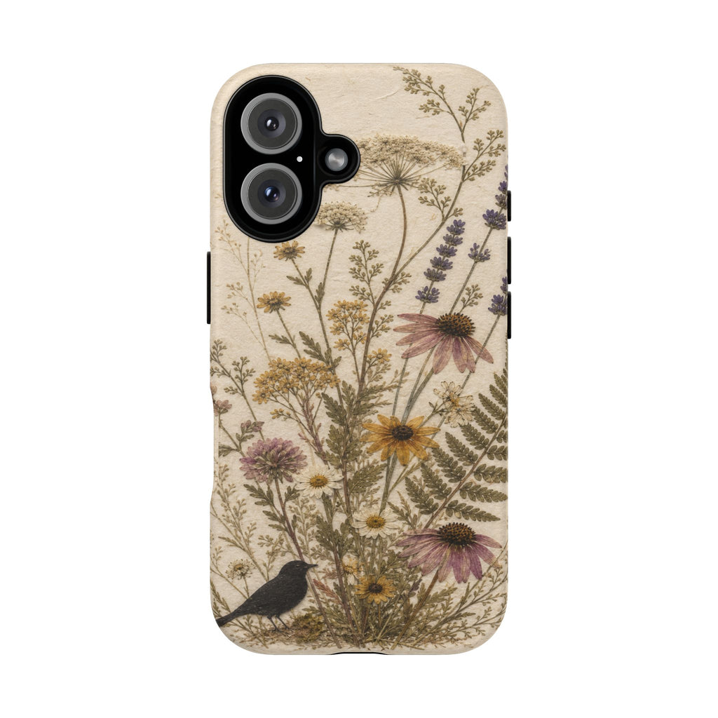 Pressed Flower iPhone Case for iPhone 15–17, Wildflower Herbarium