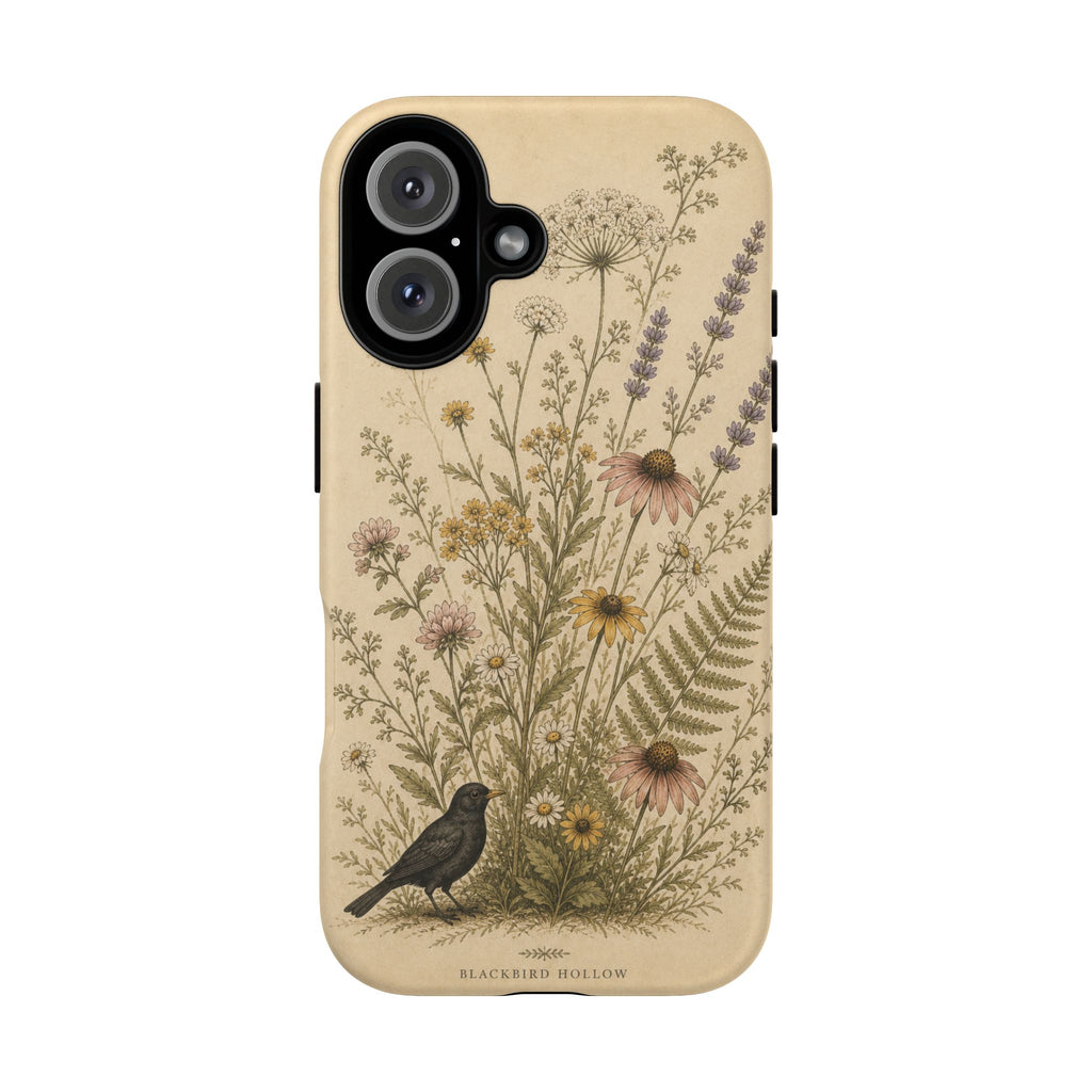 Vintage Botanical iPhone Case for iPhone 15–17, Wildflower Meadow