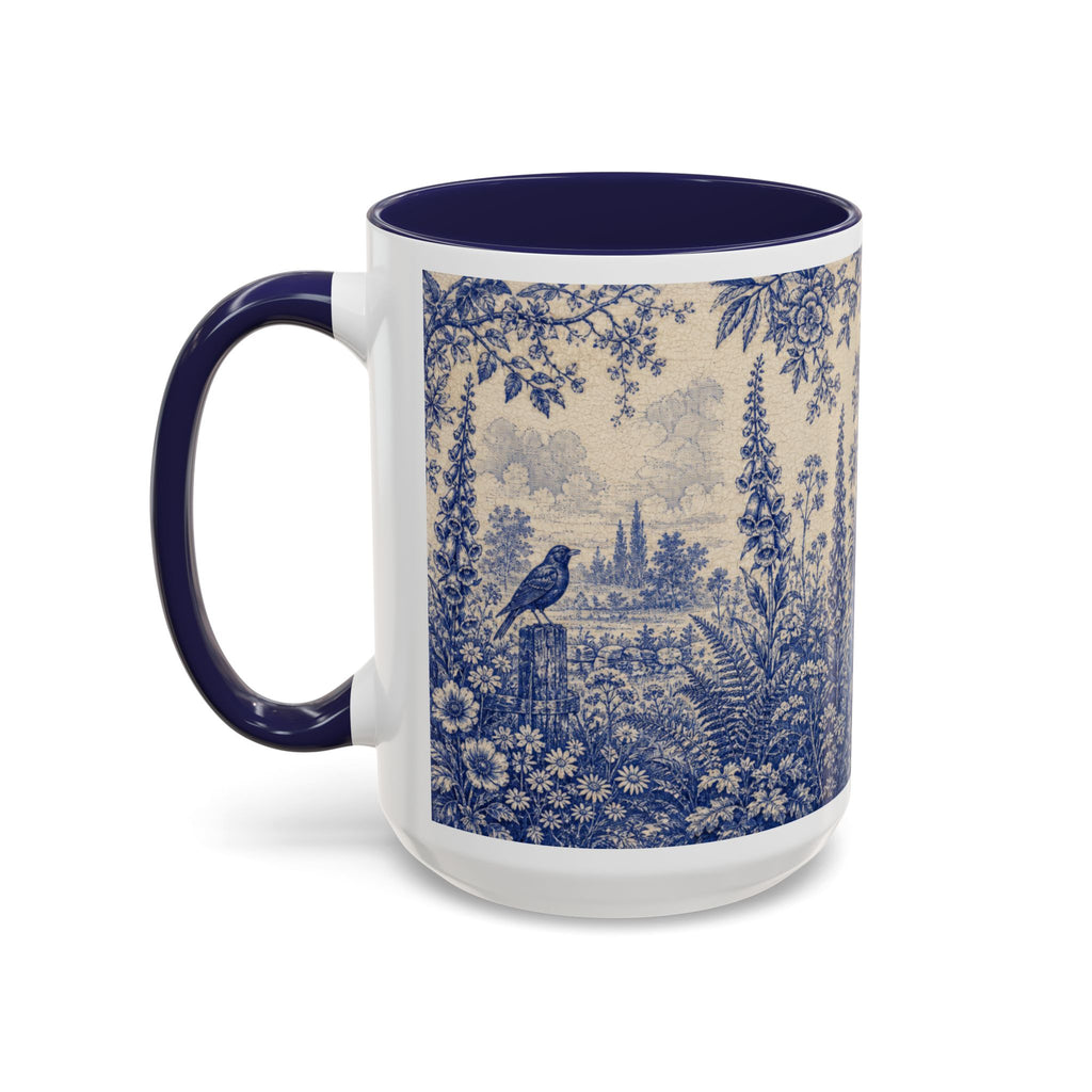 Blue Botanical Coffee Mug, Cobalt Greenhouse Garden Design