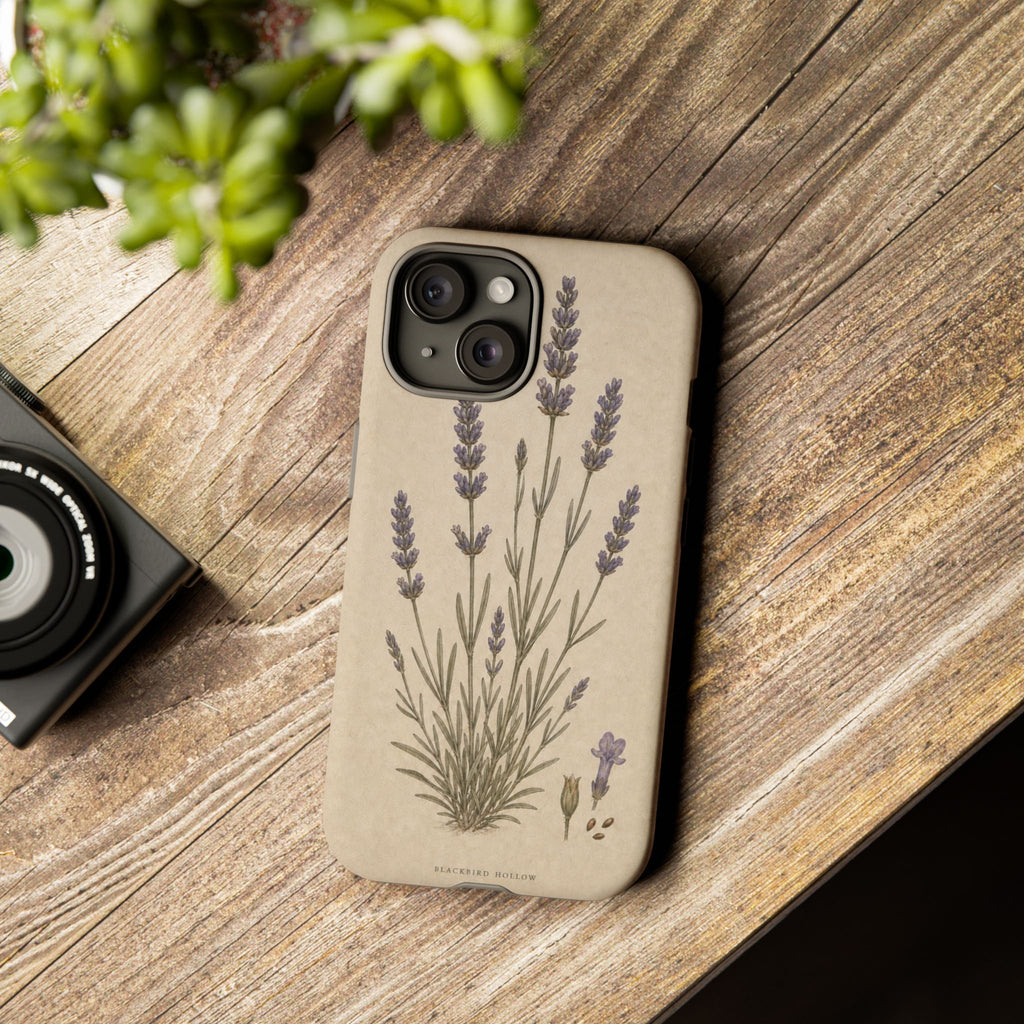 Vintage Lavender iPhone Case for iPhone 15–17, Botanical Art
