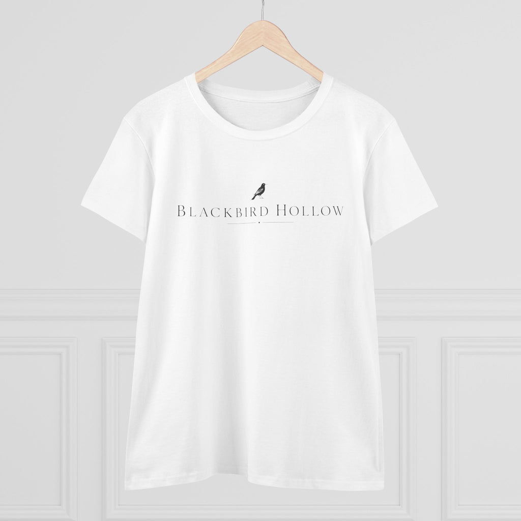 Blackbird Hollow Women's Tee — Minimal Script Logo Cotton Shirt