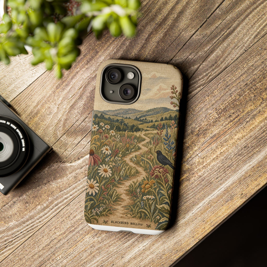 Floral Matte iPhone Case for iPhone 15–17, Needlepoint Meadow