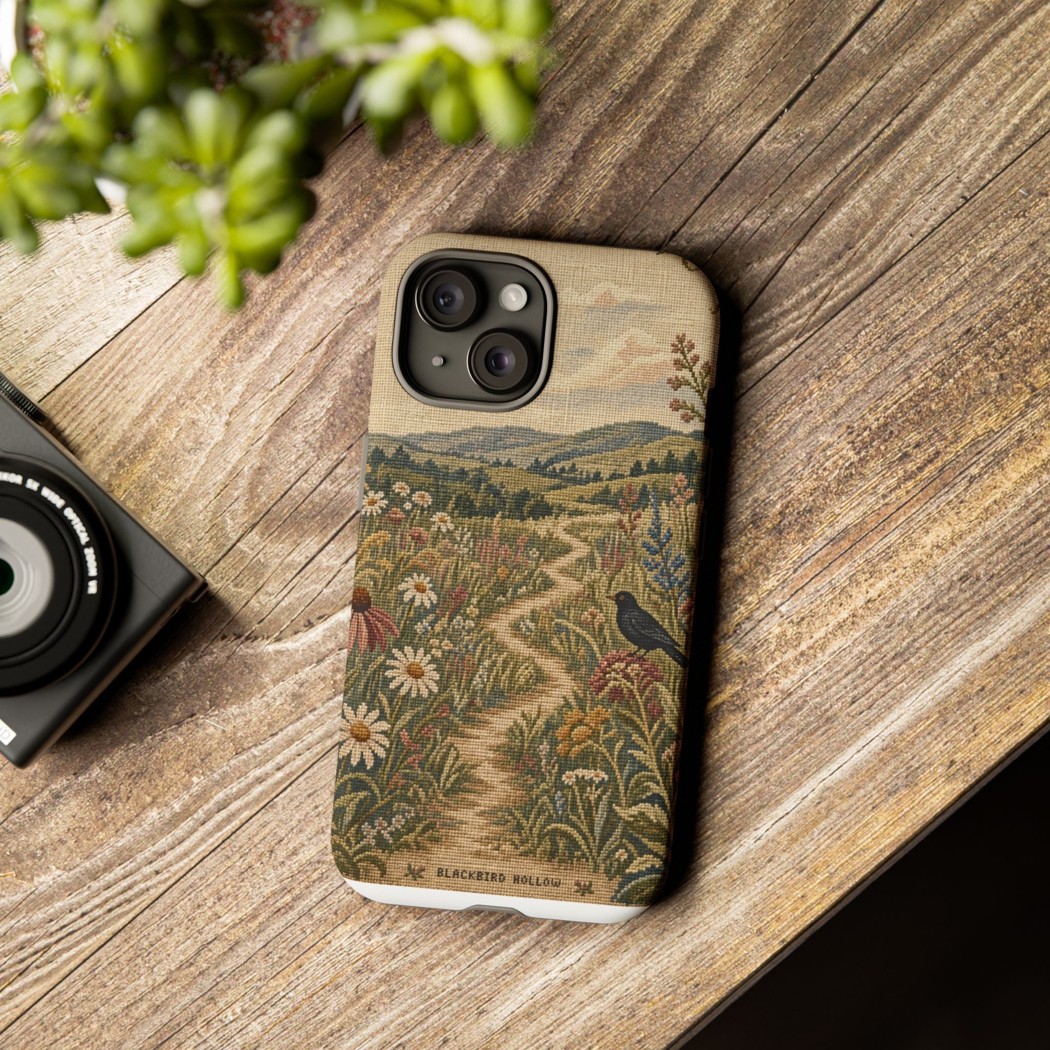 Floral Matte iPhone Case for iPhone 15–17, Needlepoint Meadow